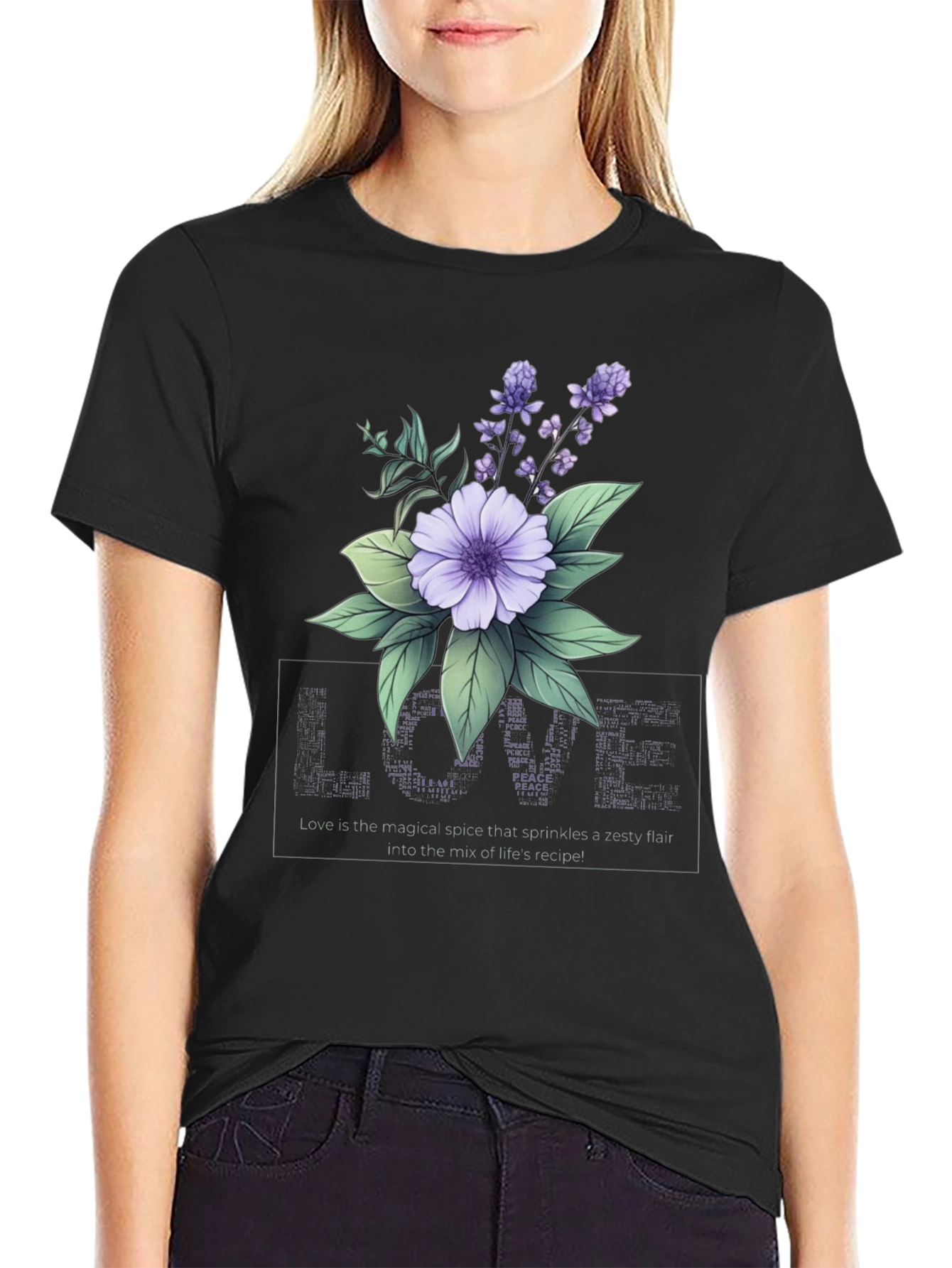 Floral Love Peace Graphic T-Shirt