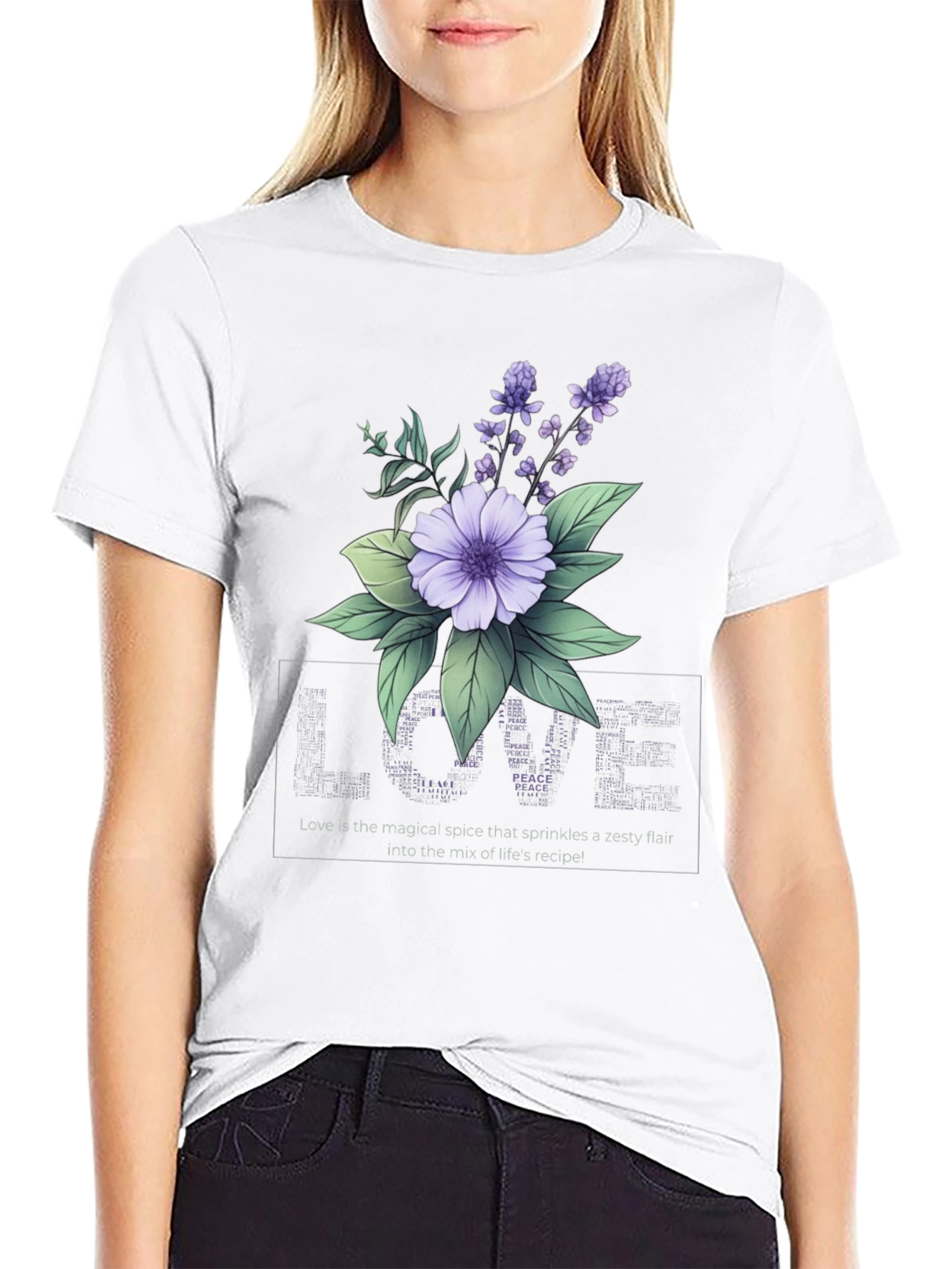 Floral Love Peace Graphic T-Shirt