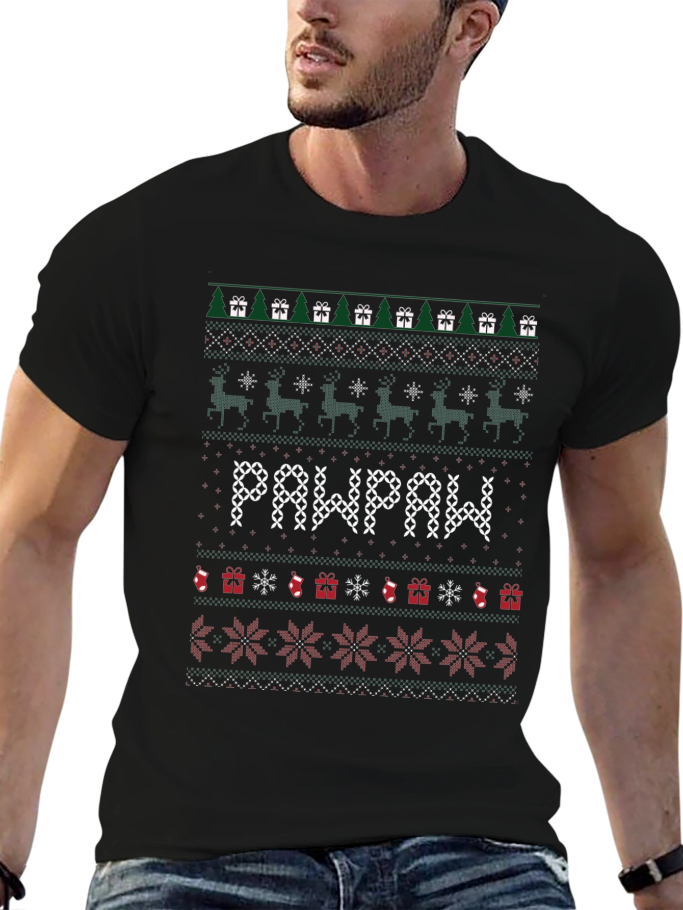 Pawpaw Ugly Christmas Sweater Style T-Shirt