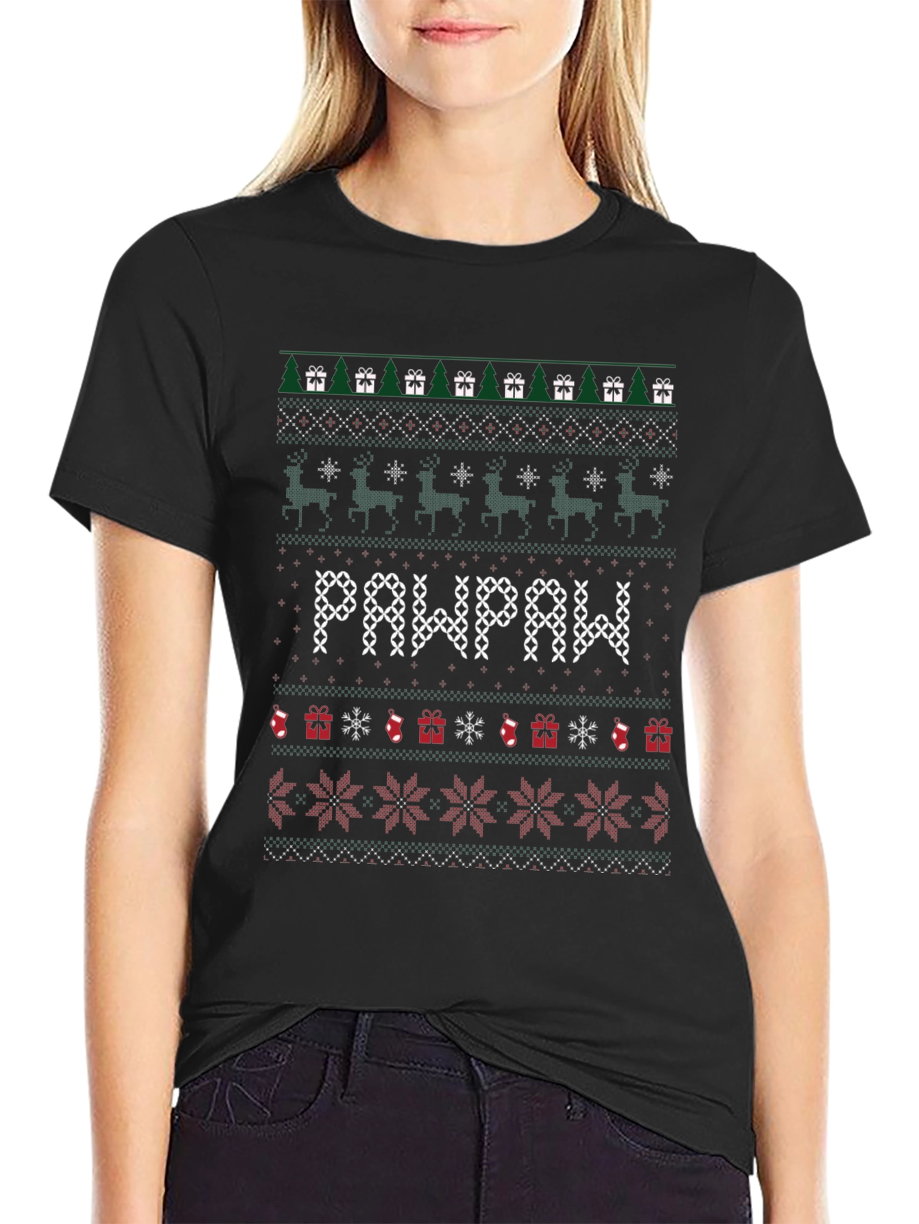 Pawpaw Ugly Christmas Sweater Style T-Shirt