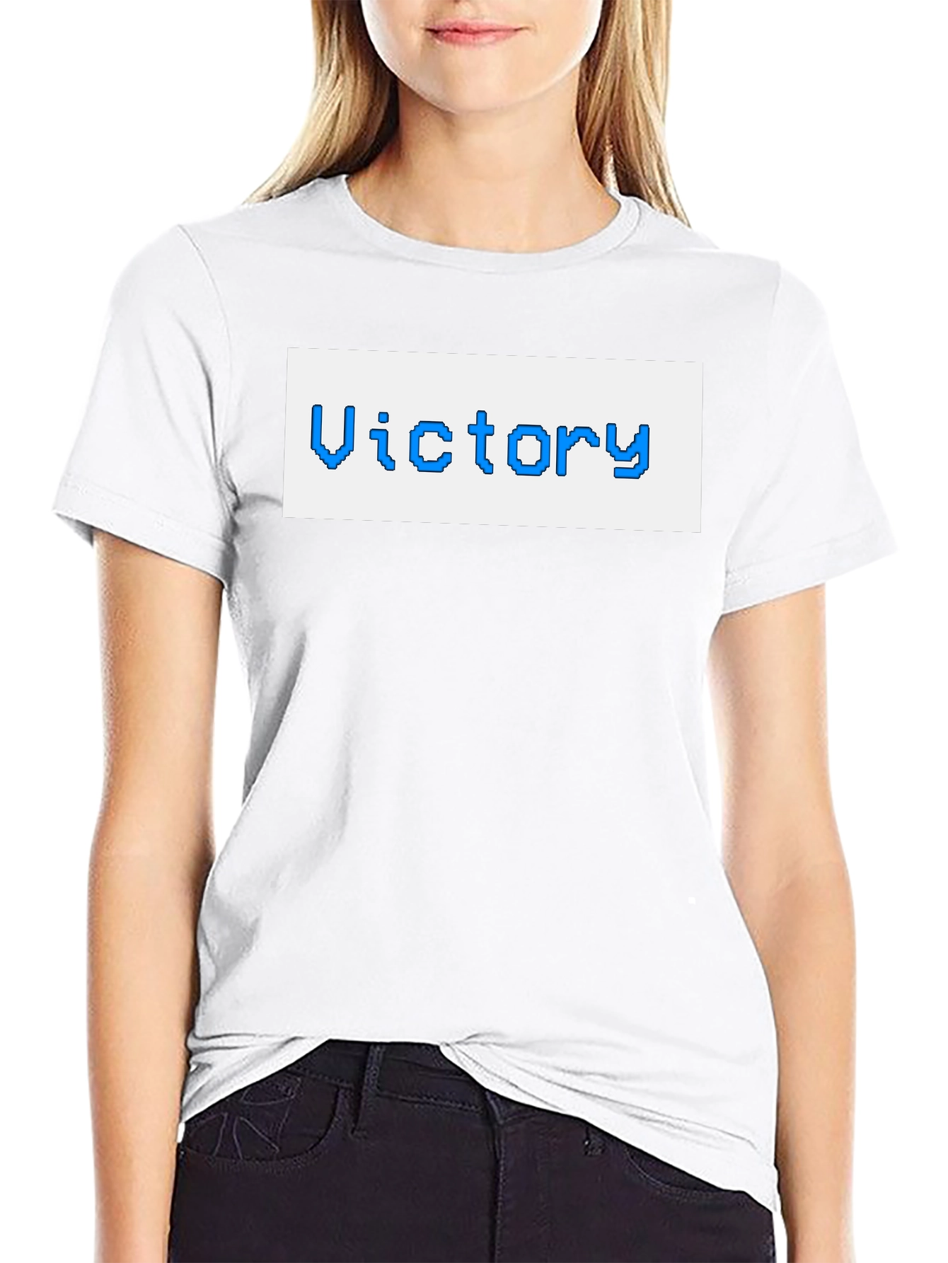 Victory Pixel Art Black T-Shirt