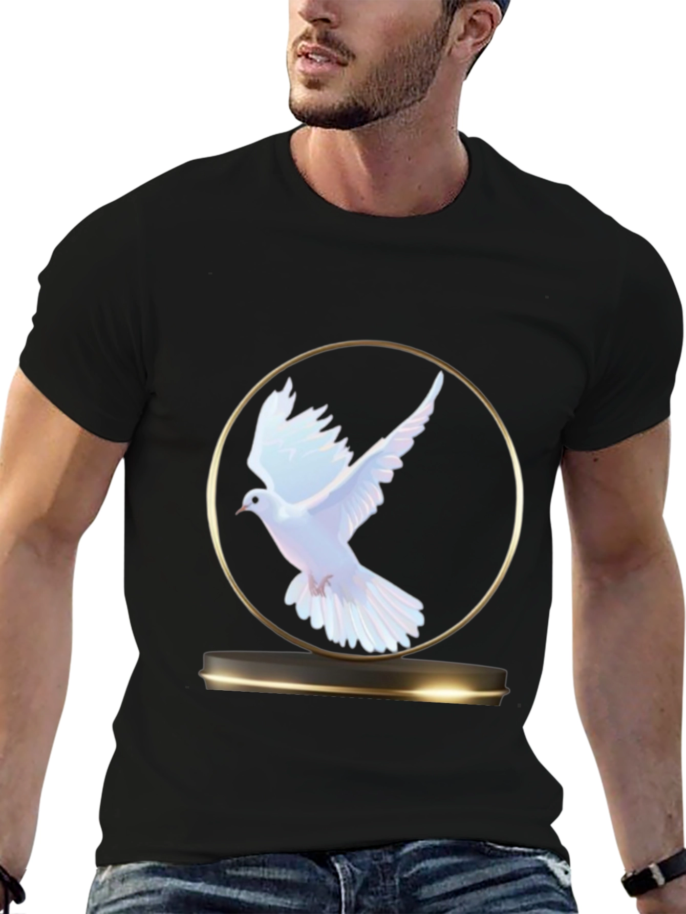 Dove Graphic T-Shirt - Black Casual Tee