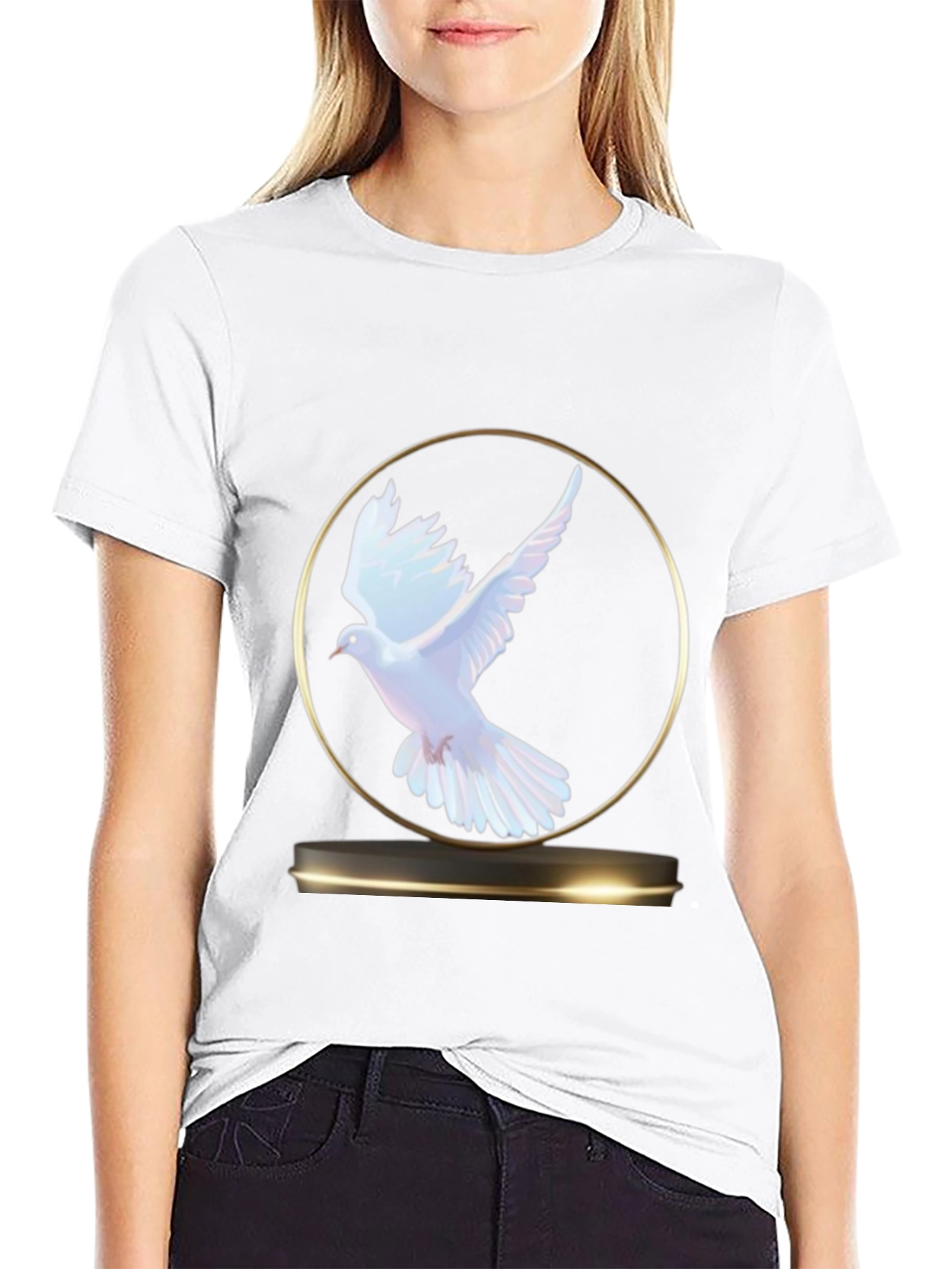 Dove Graphic T-Shirt - Black Casual Tee