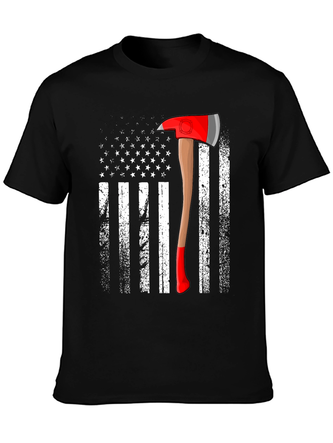 Firefighter Axe American Flag T-Shirt