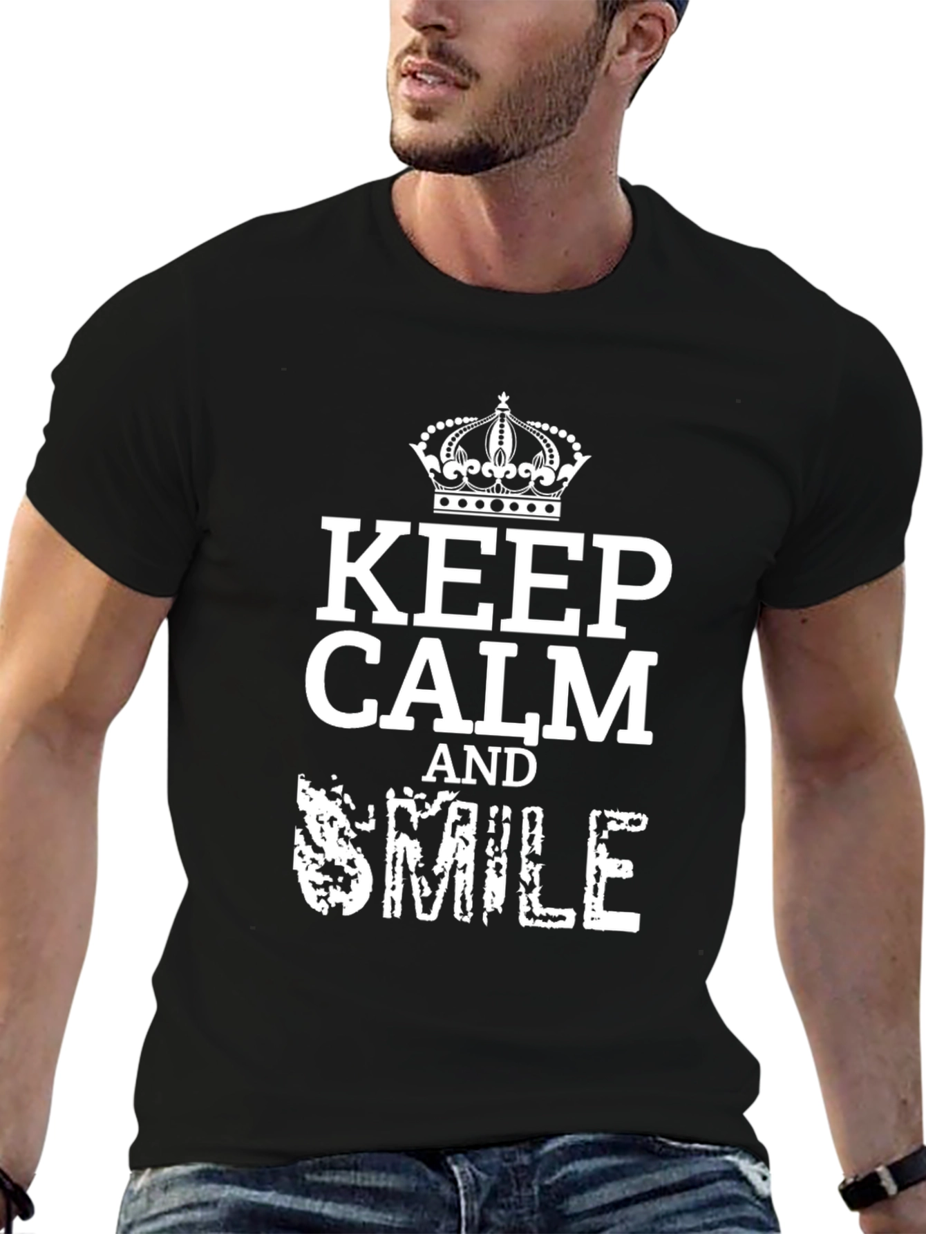 Keep Calm and Smile Black Graphic Tee