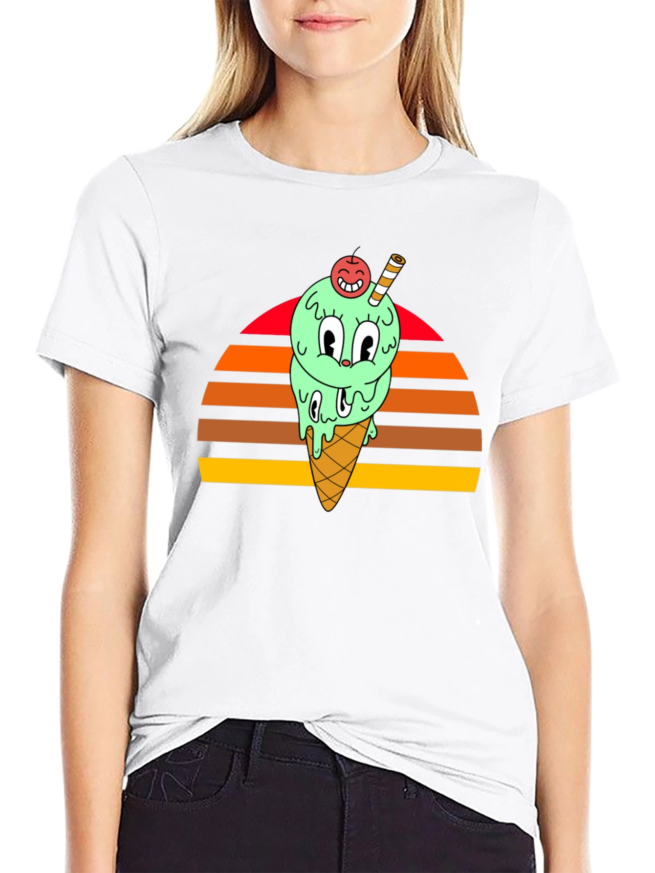 Retro Cartoon Ice Cream T-Shirt