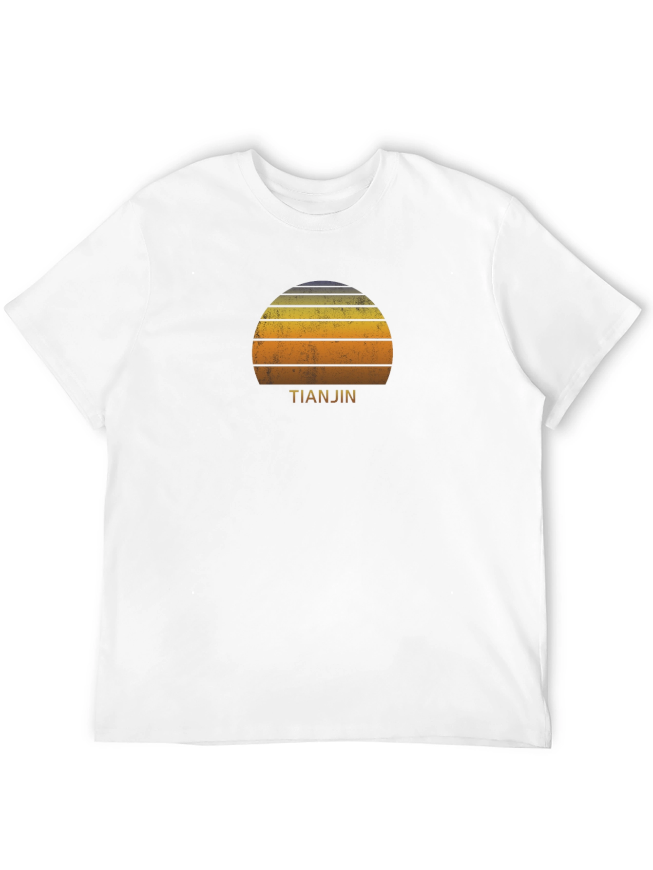 Tianjin Sunset Graphic Tee - Retro Style Black T-Shirt