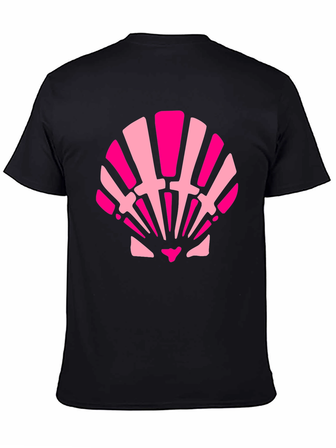 Pink Seashell Graphic Tee - Black Cotton Blend