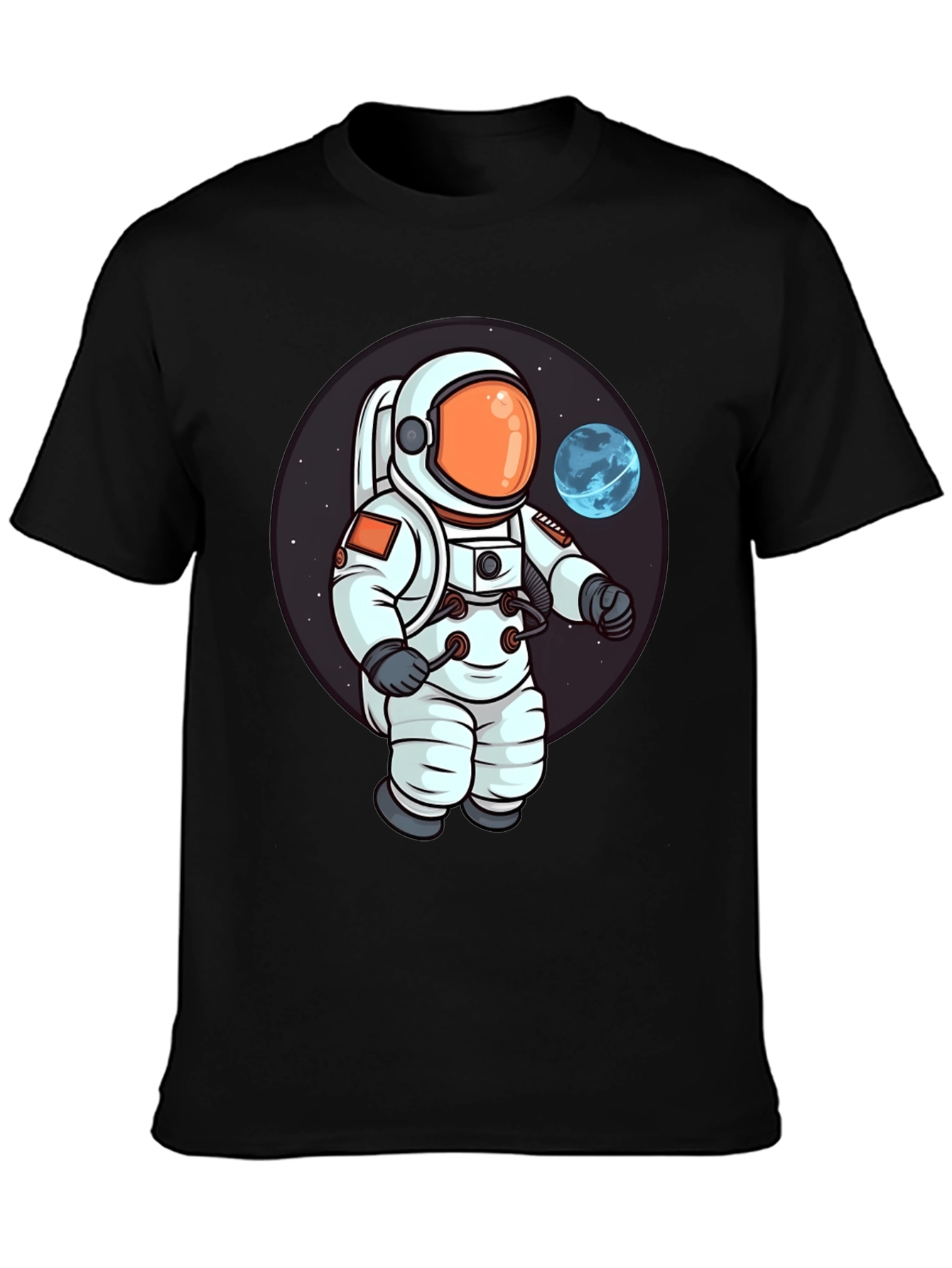 Astronaut Cartoon Graphic Print T-Shirt