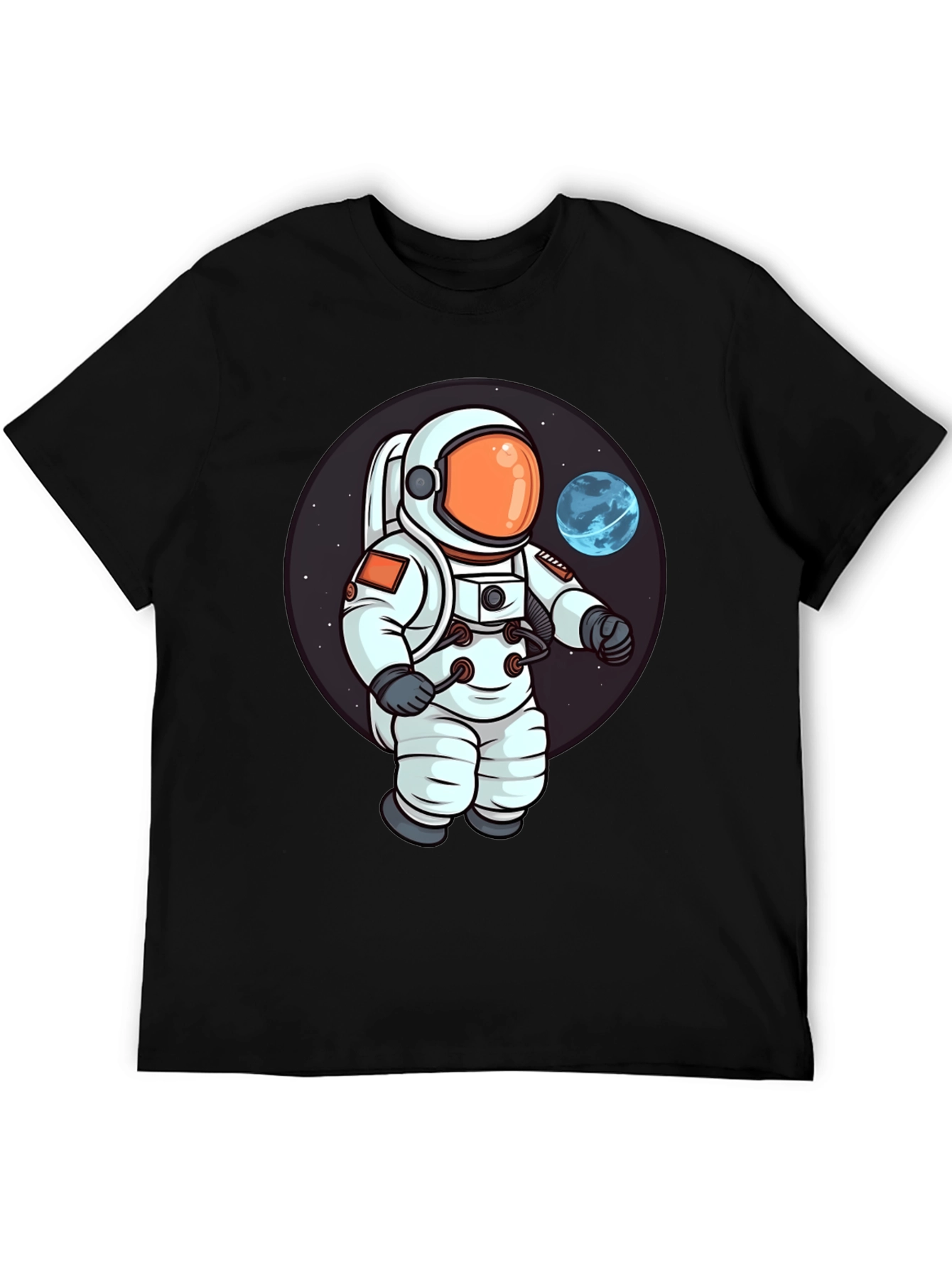 Astronaut Cartoon Graphic Print T-Shirt