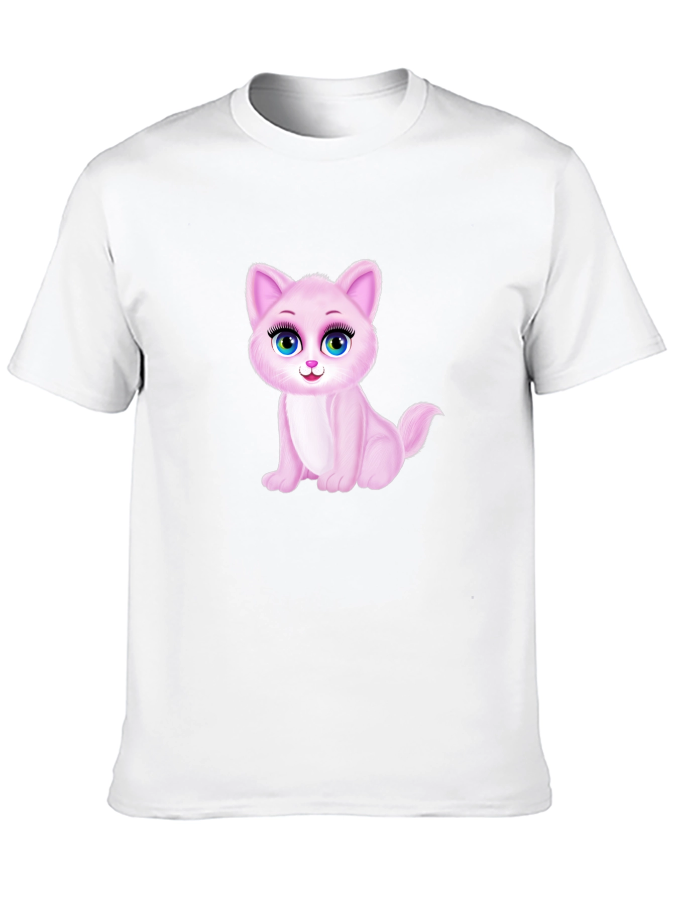 Cute Pink Kitten Graphic Tee - Soft Cotton Blend