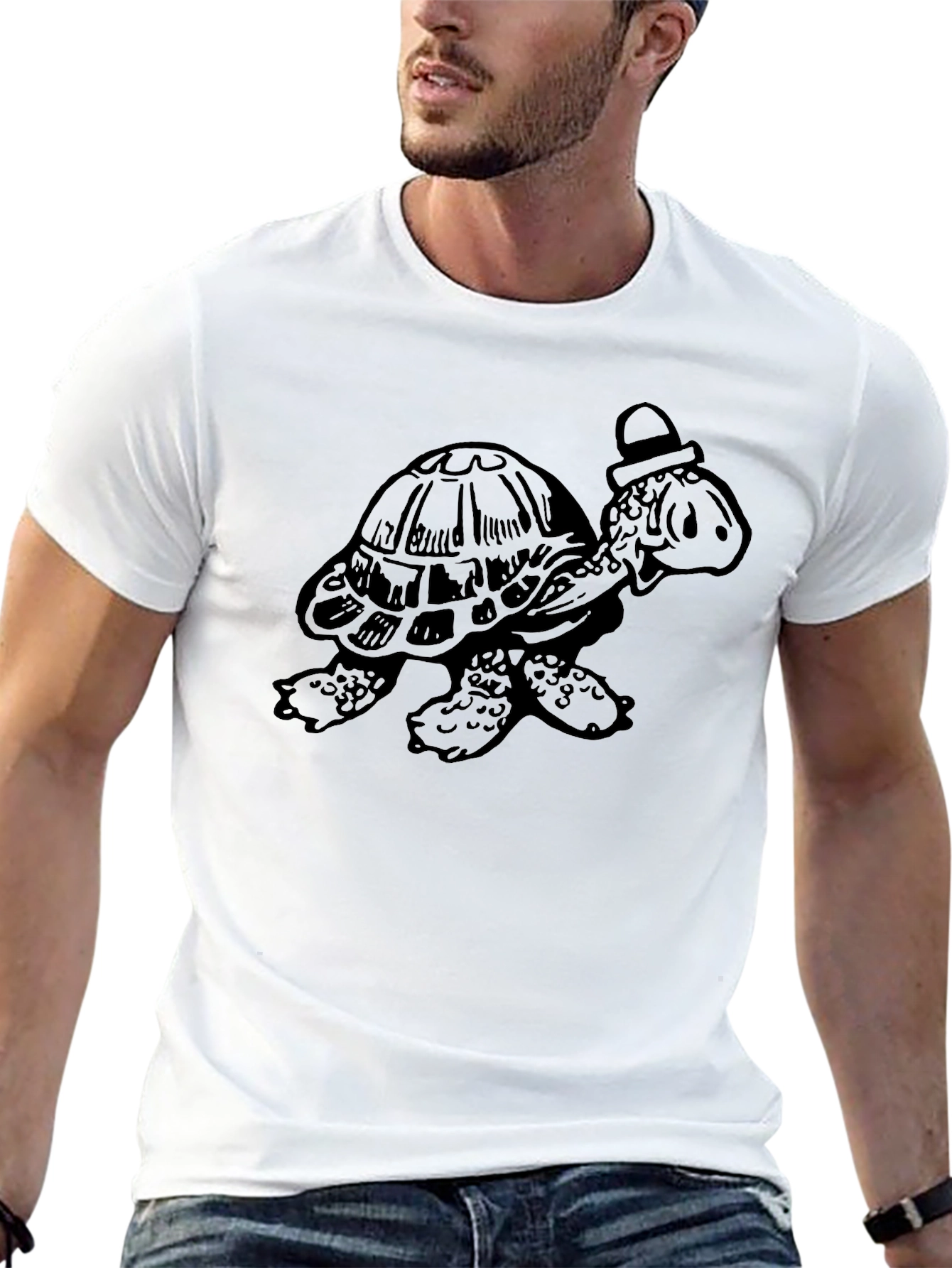 Cartoon Turtle Black T-Shirt