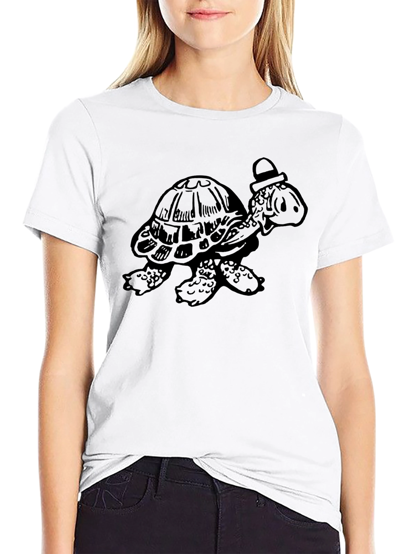 Cartoon Turtle Black T-Shirt