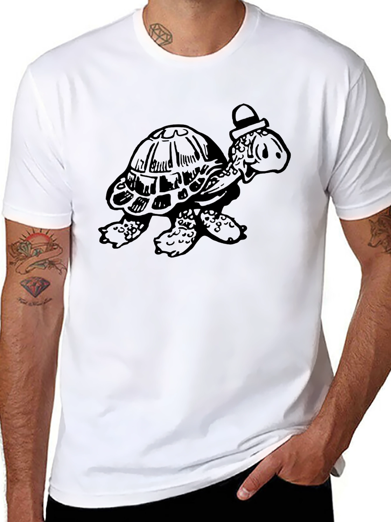 Cartoon Turtle Black T-Shirt