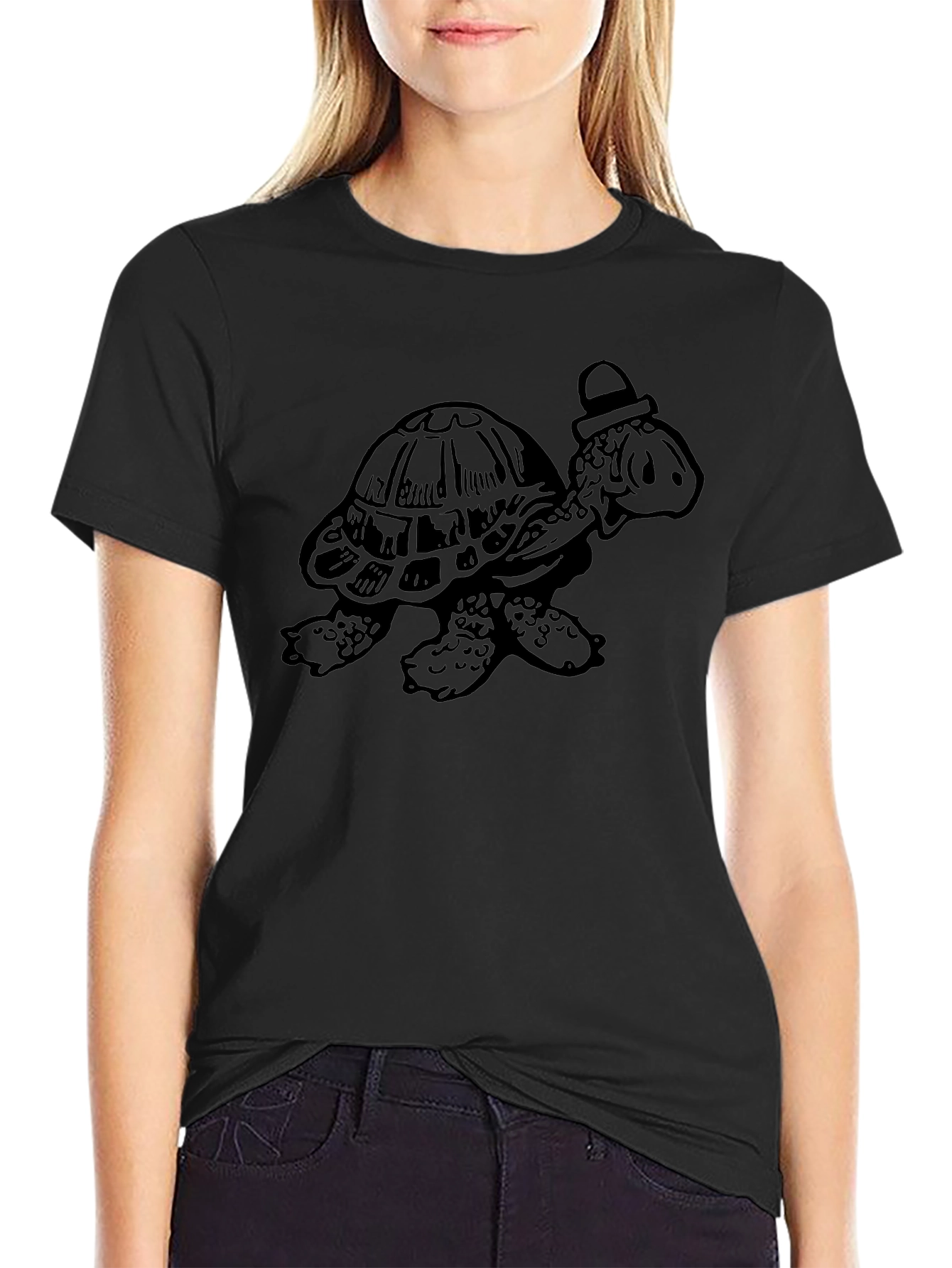 Cartoon Turtle Black T-Shirt
