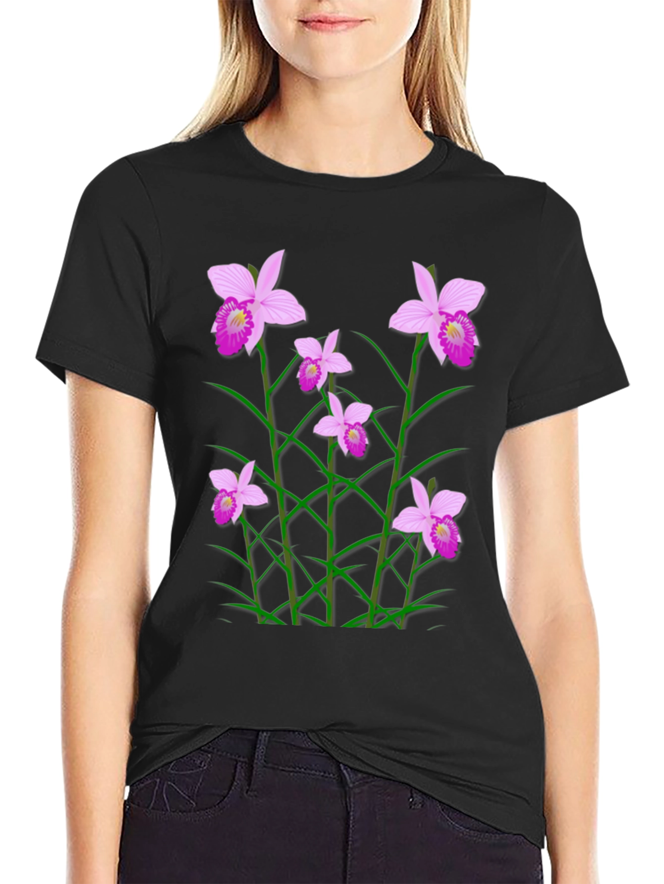 Floral Orchid Graphic Print T-Shirt
