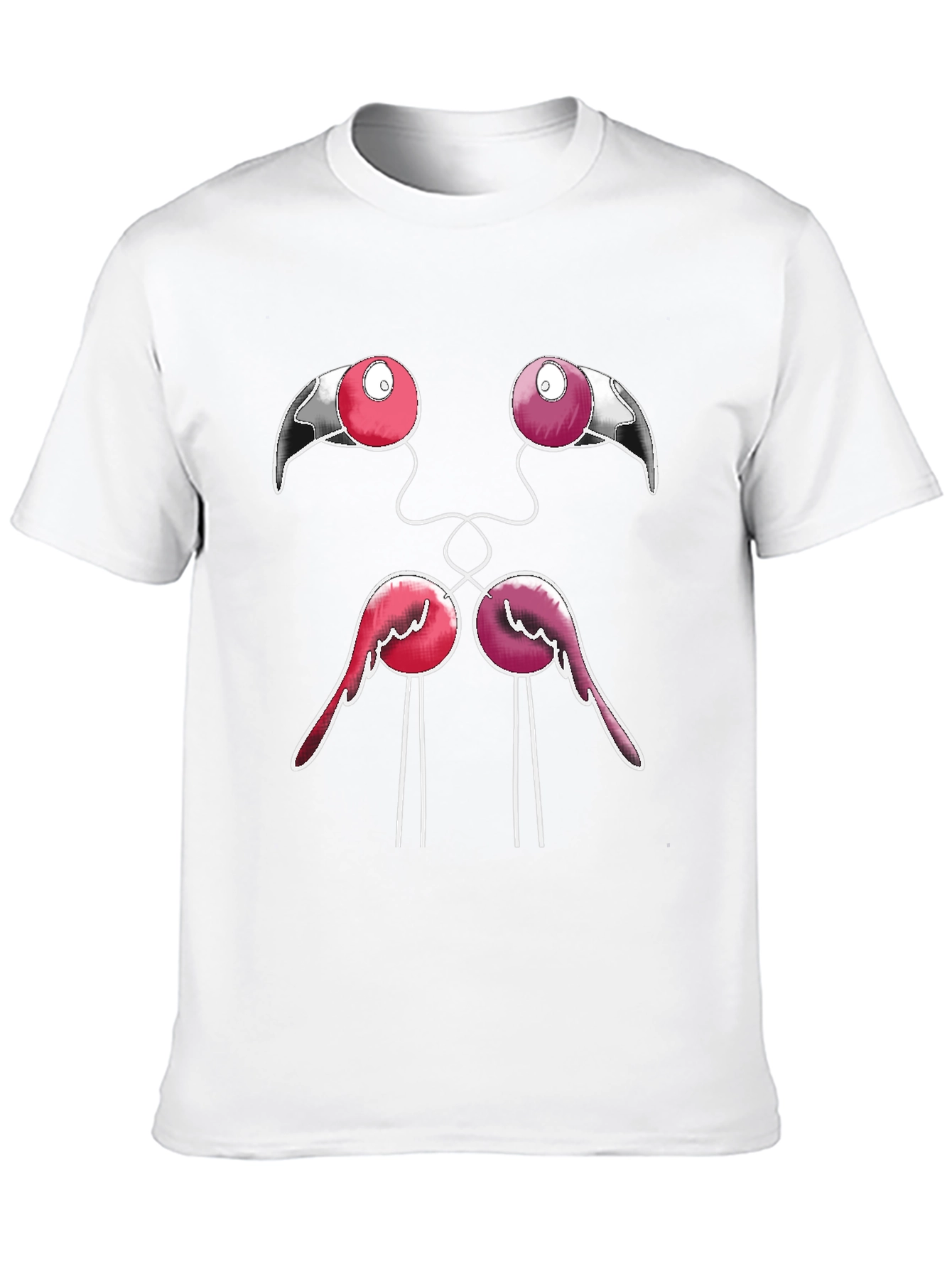 Funny Flamingo Face Graphic Black T-Shirt