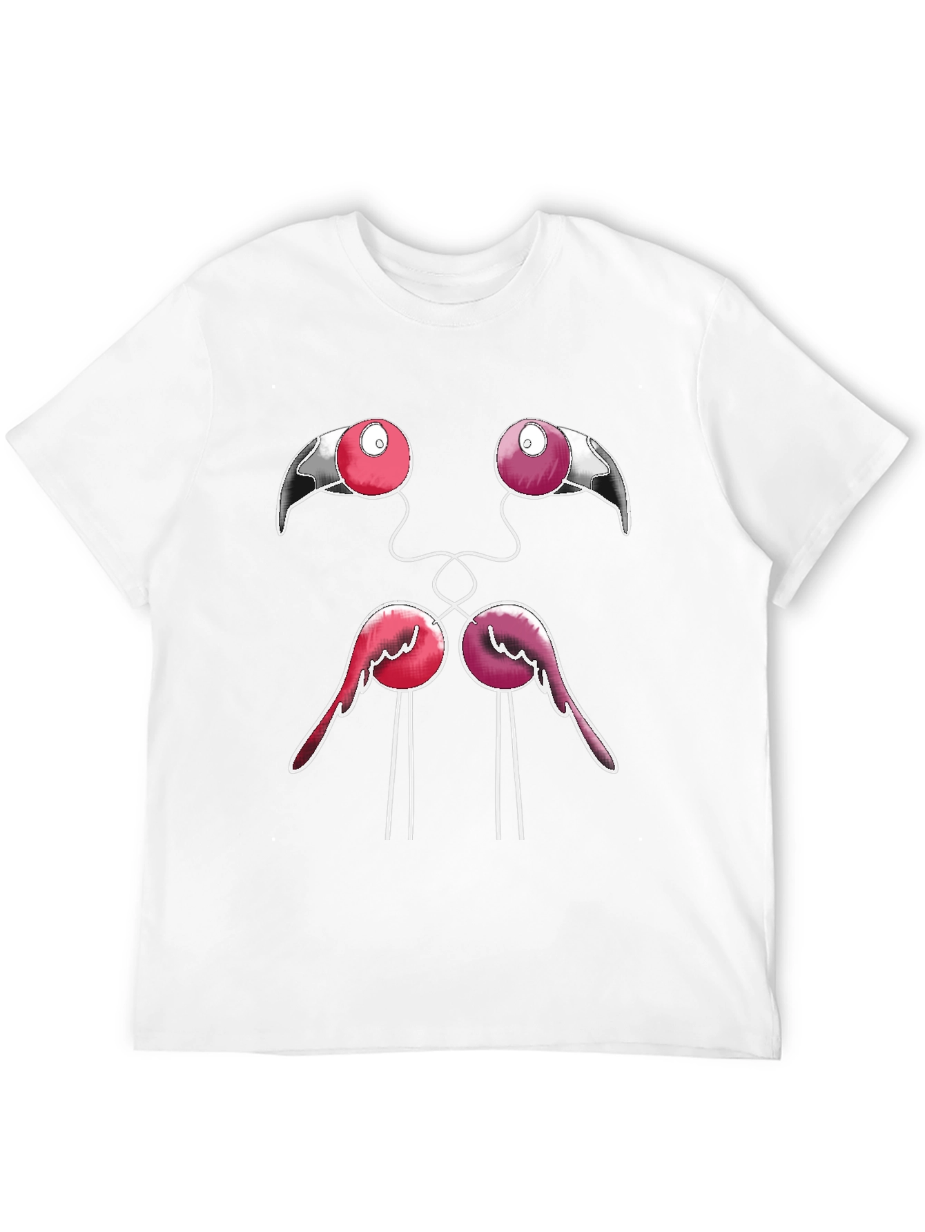 Funny Flamingo Face Graphic Black T-Shirt