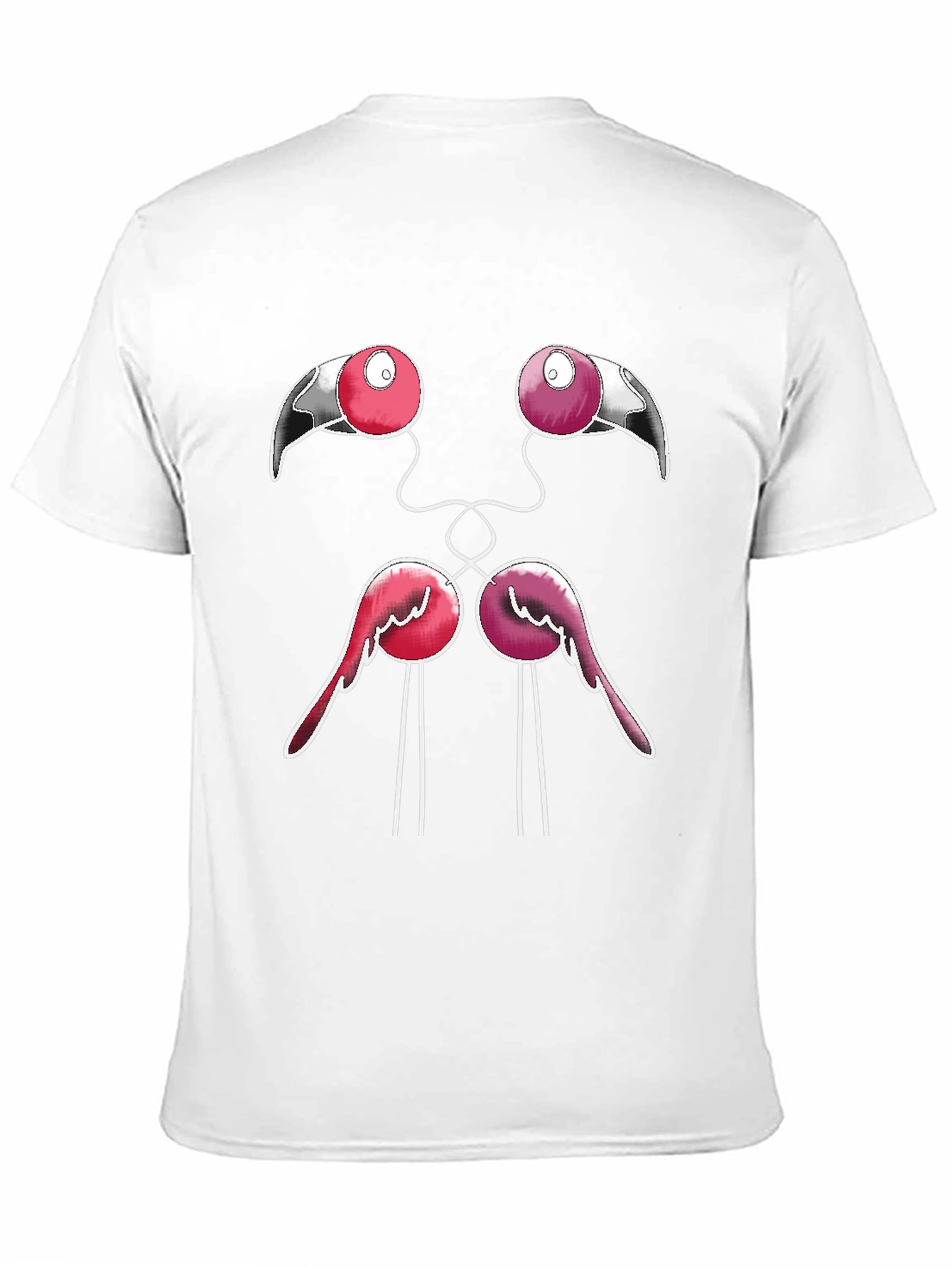 Funny Flamingo Face Graphic Black T-Shirt