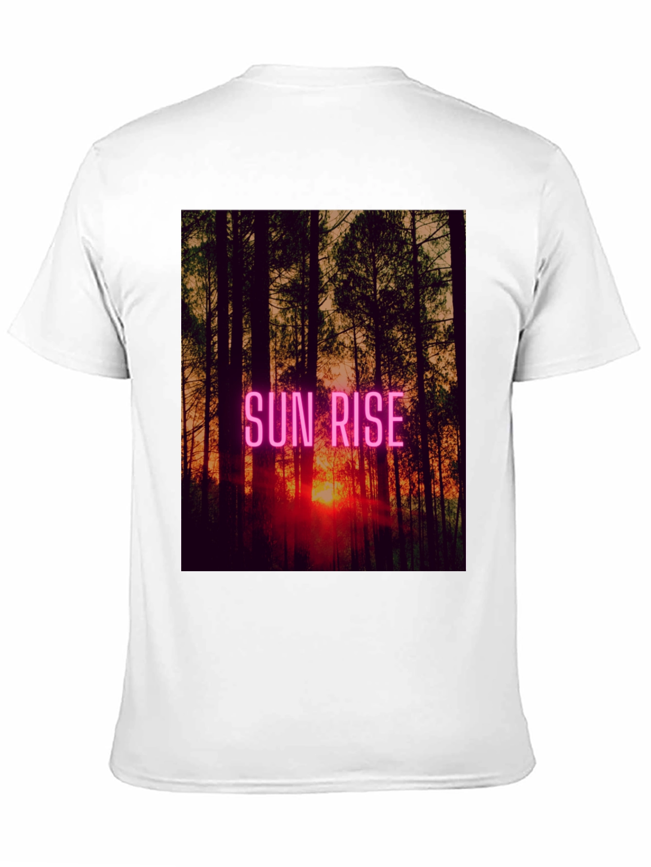 Sunrise Forest Graphic Tee - Black Cotton T-Shirt