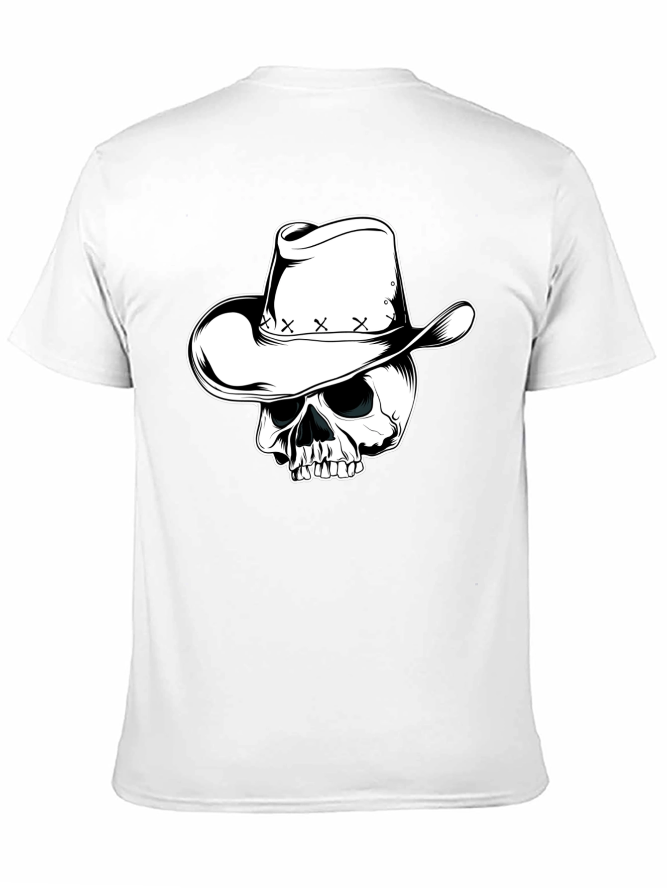 Skull Cowboy Hat Graphic Tee - Mens Black T-Shirt