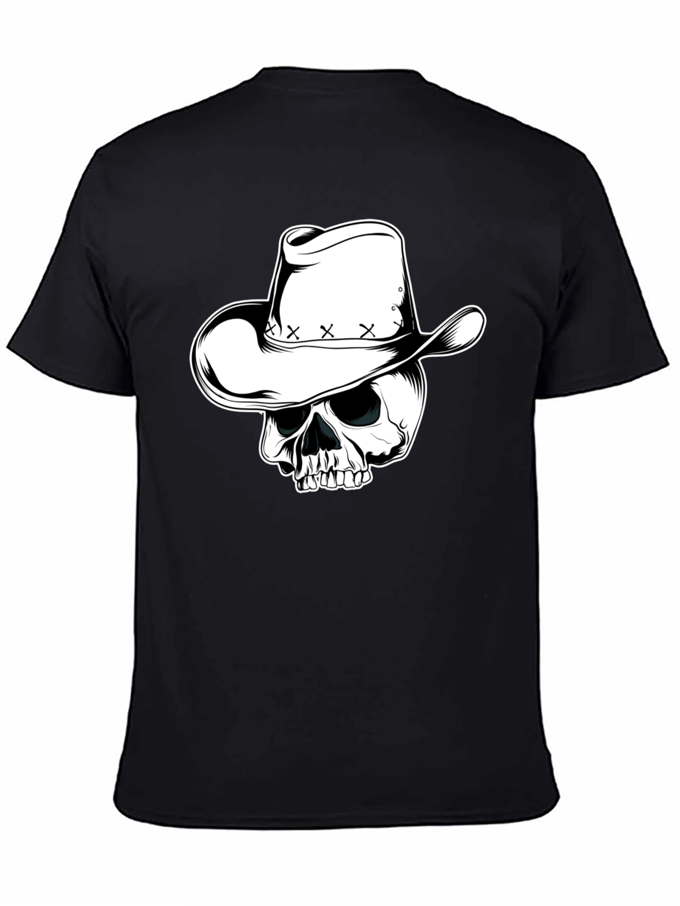 Skull Cowboy Hat Graphic Tee - Mens Black T-Shirt