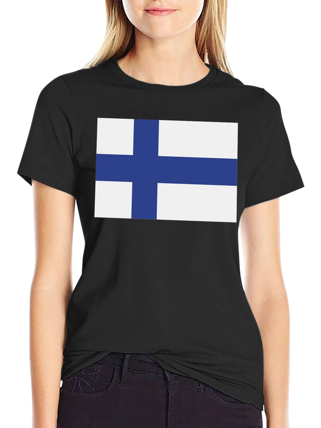 Finland Flag Graphic Tee - Black T-Shirt