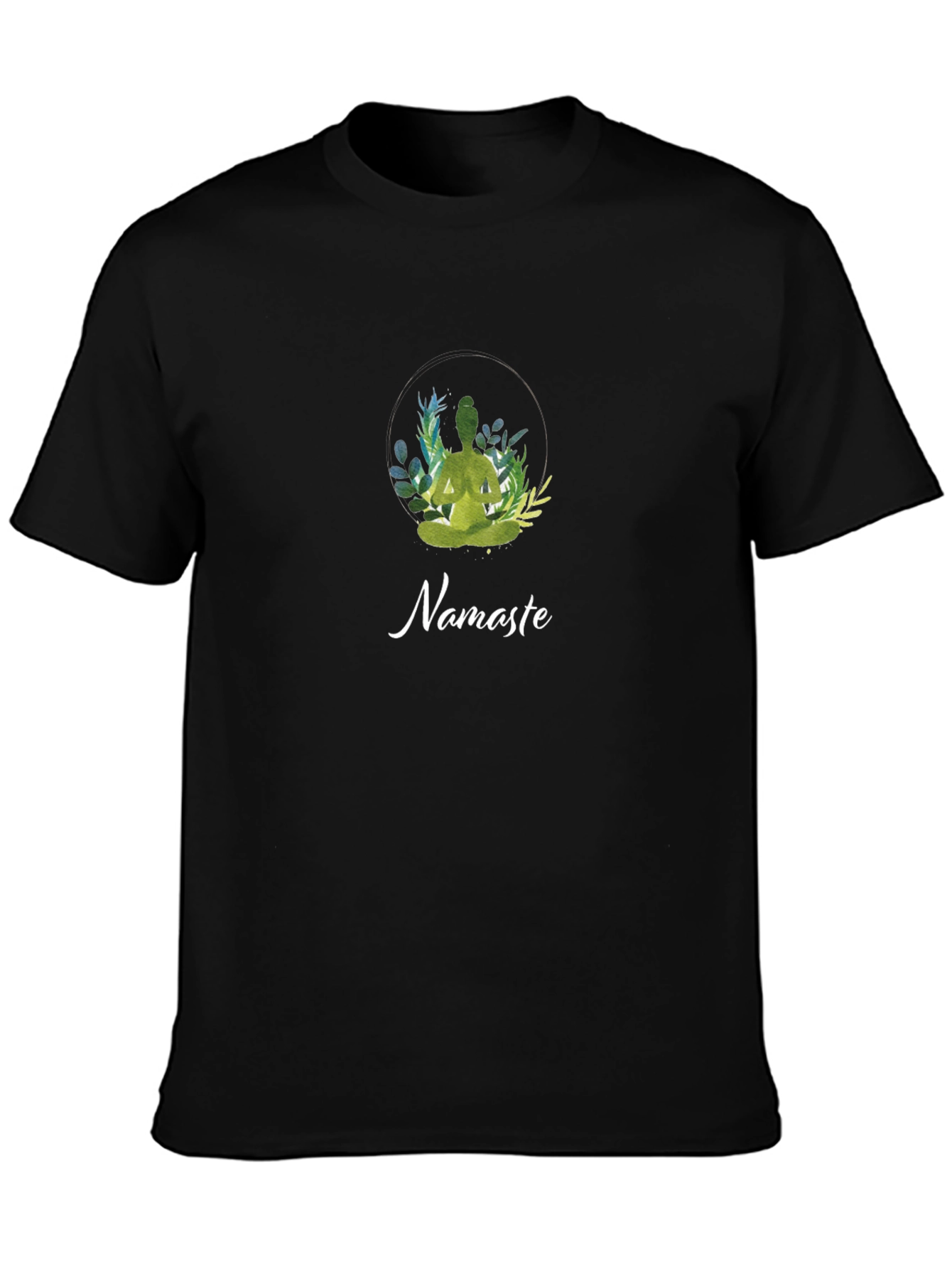 Namaste Yoga T-Shirt - Green Buddha Design