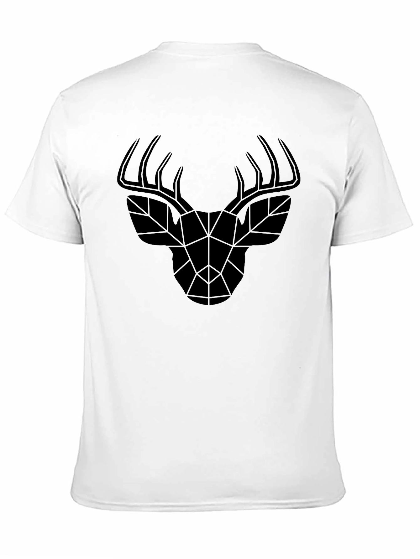 Geometric Deer Head Black T-Shirt