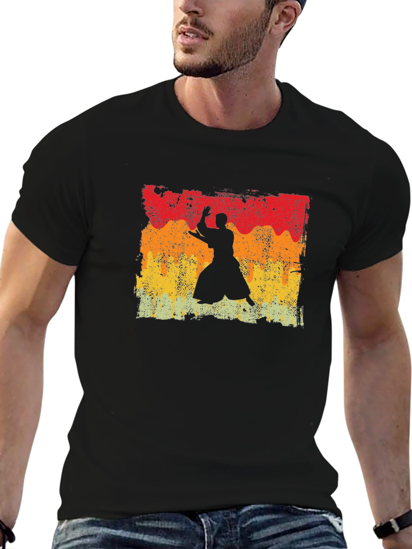 Retro Aikido Martial Arts Silhouette T-Shirt