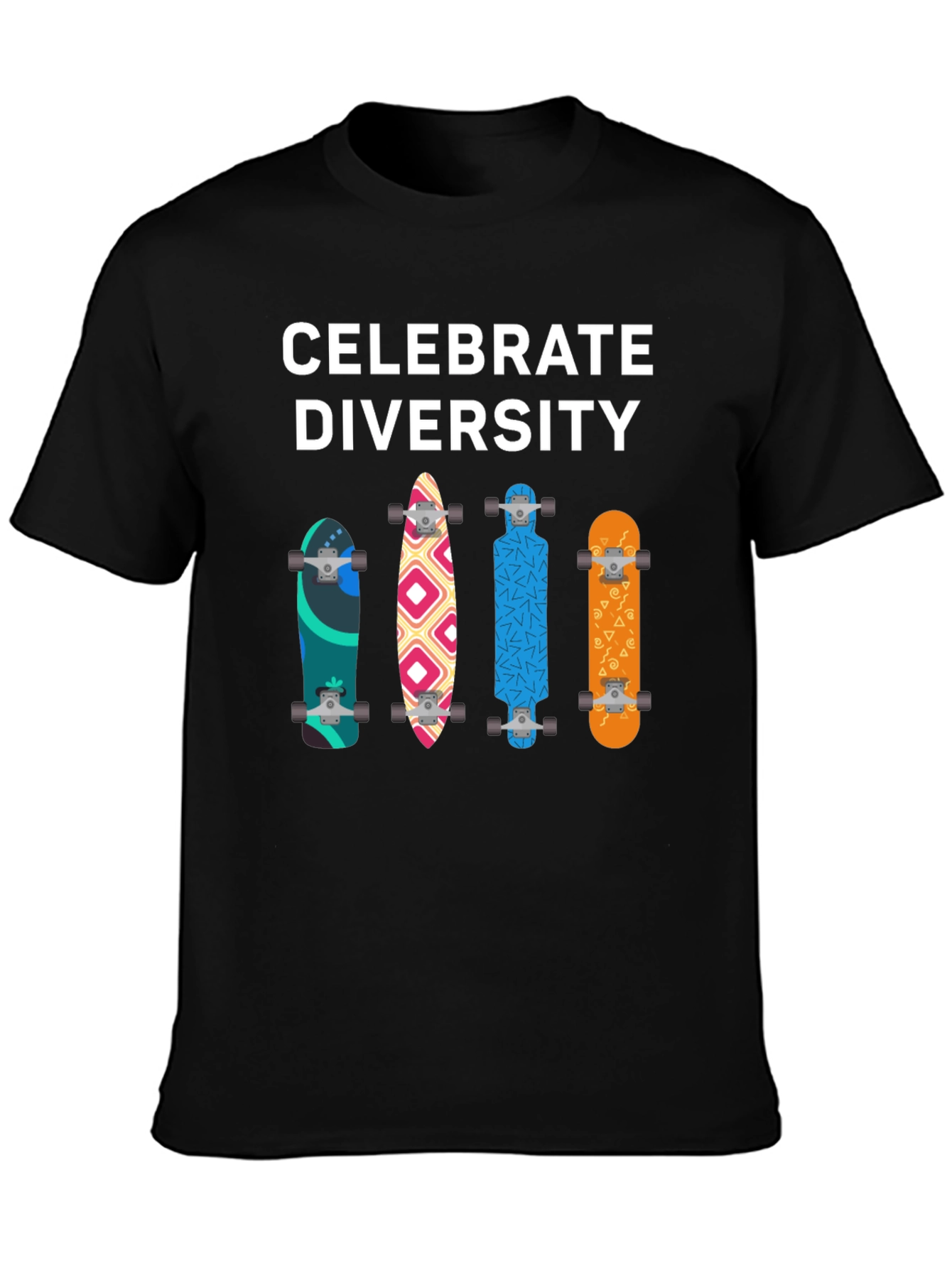 Celebrate Diversity Skateboard Graphic T-Shirt