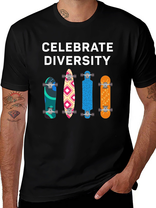 Celebrate Diversity Skateboard Graphic T-Shirt