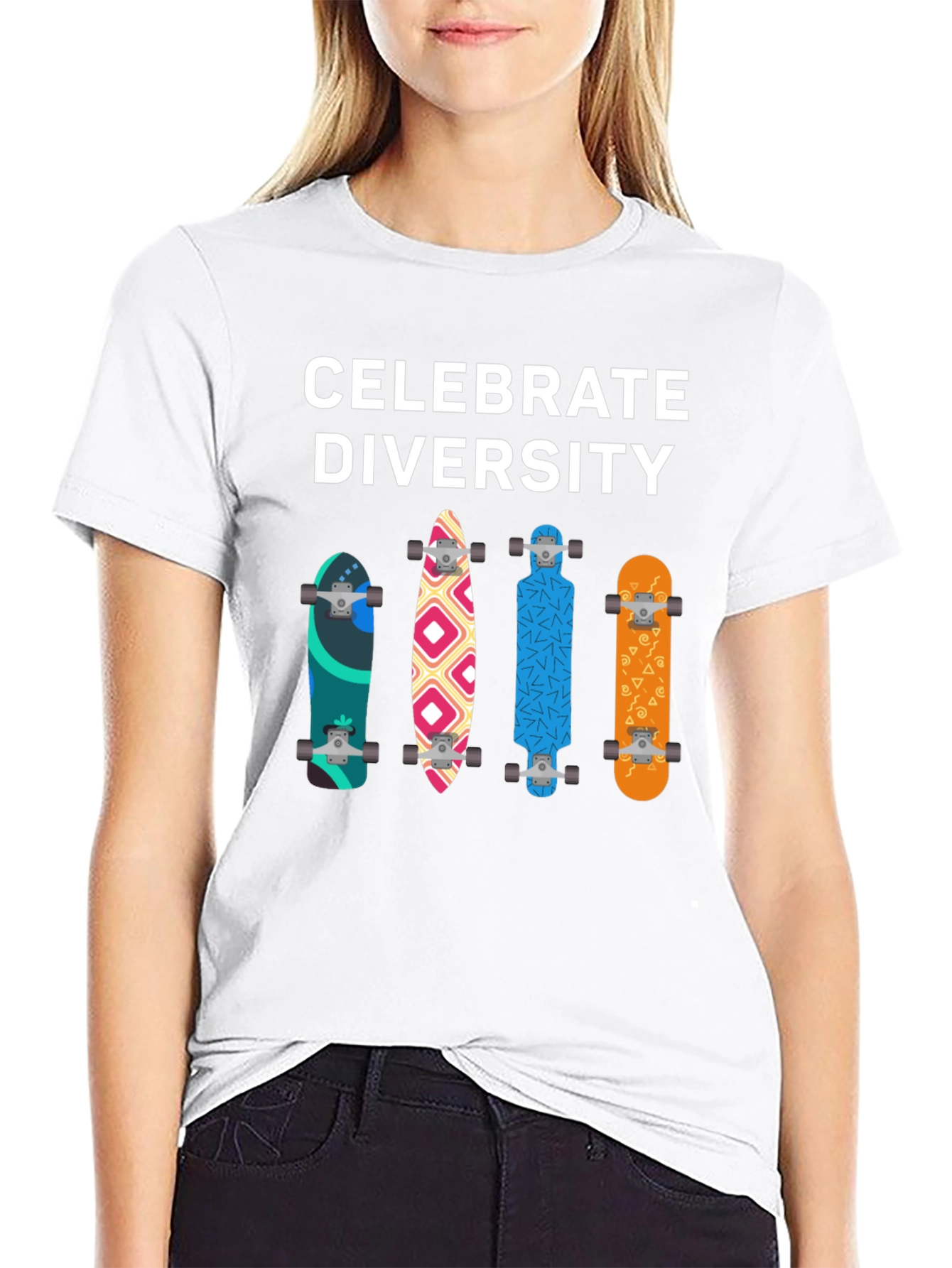 Celebrate Diversity Skateboard Graphic T-Shirt