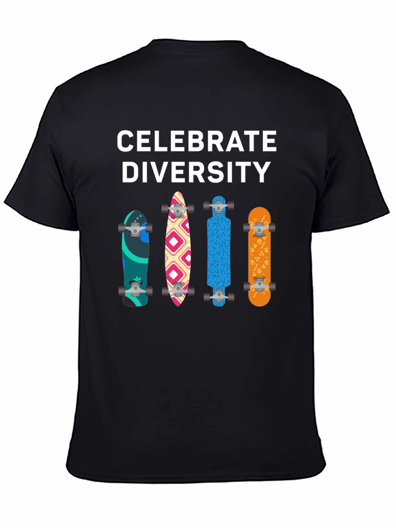 Celebrate Diversity Skateboard Graphic T-Shirt