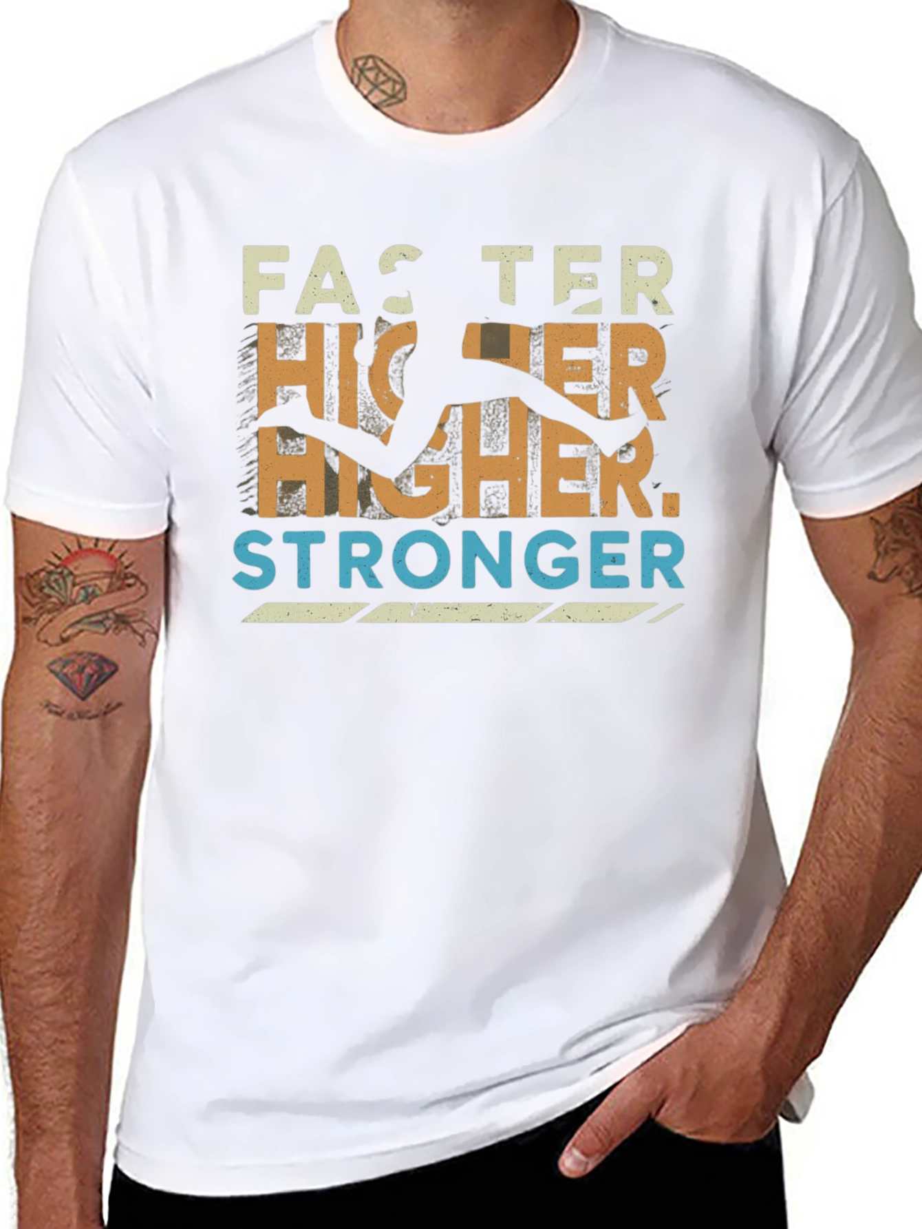 Faster Higher Stronger Graphic Tee - Athletic Inspired Design