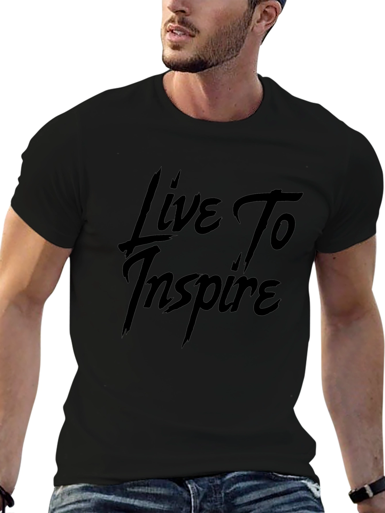 Live To Inspire Black Graphic Tee - Inspirational Style