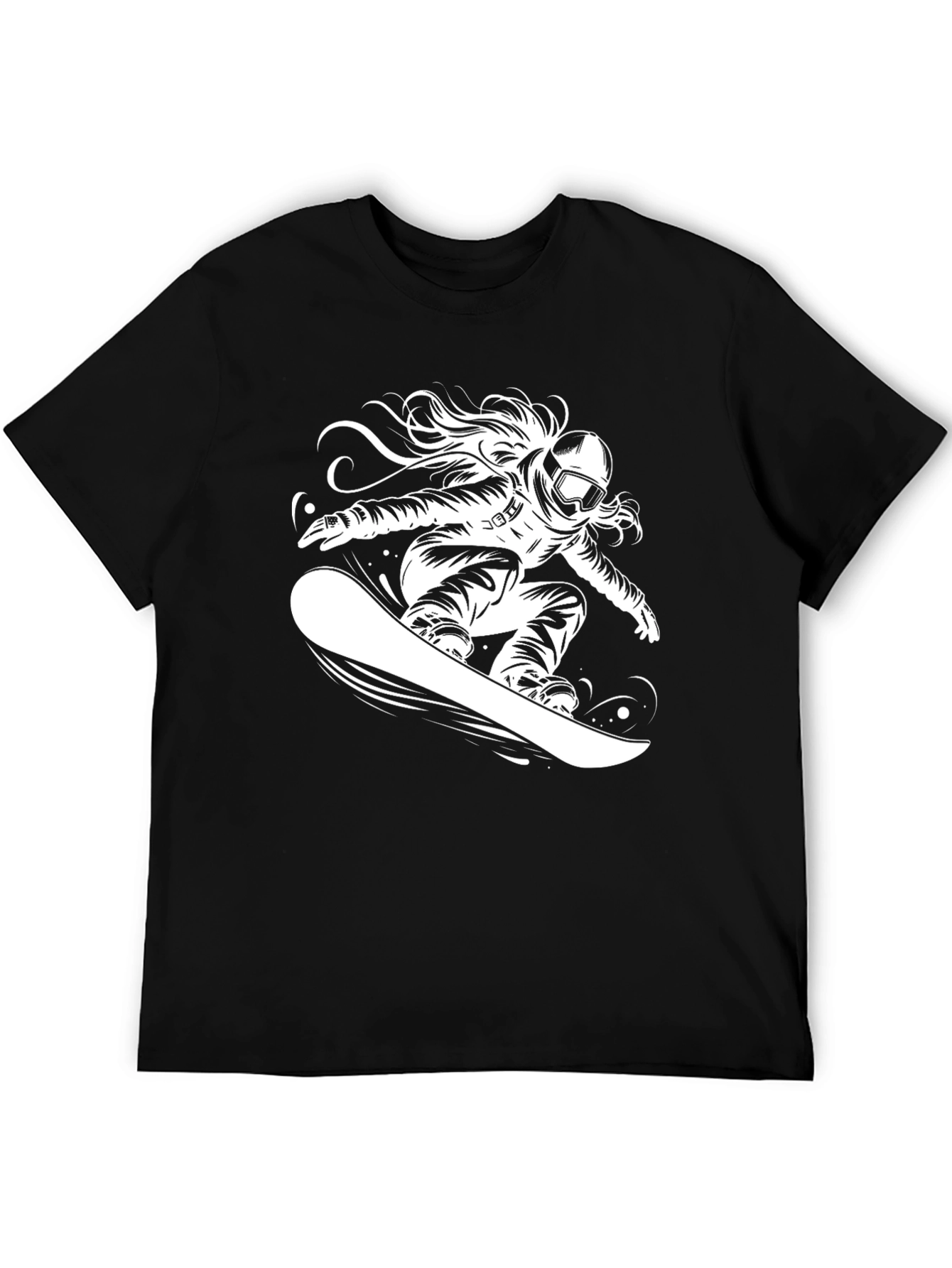 Snowboarder Graphic Tee - Black Cotton T-Shirt