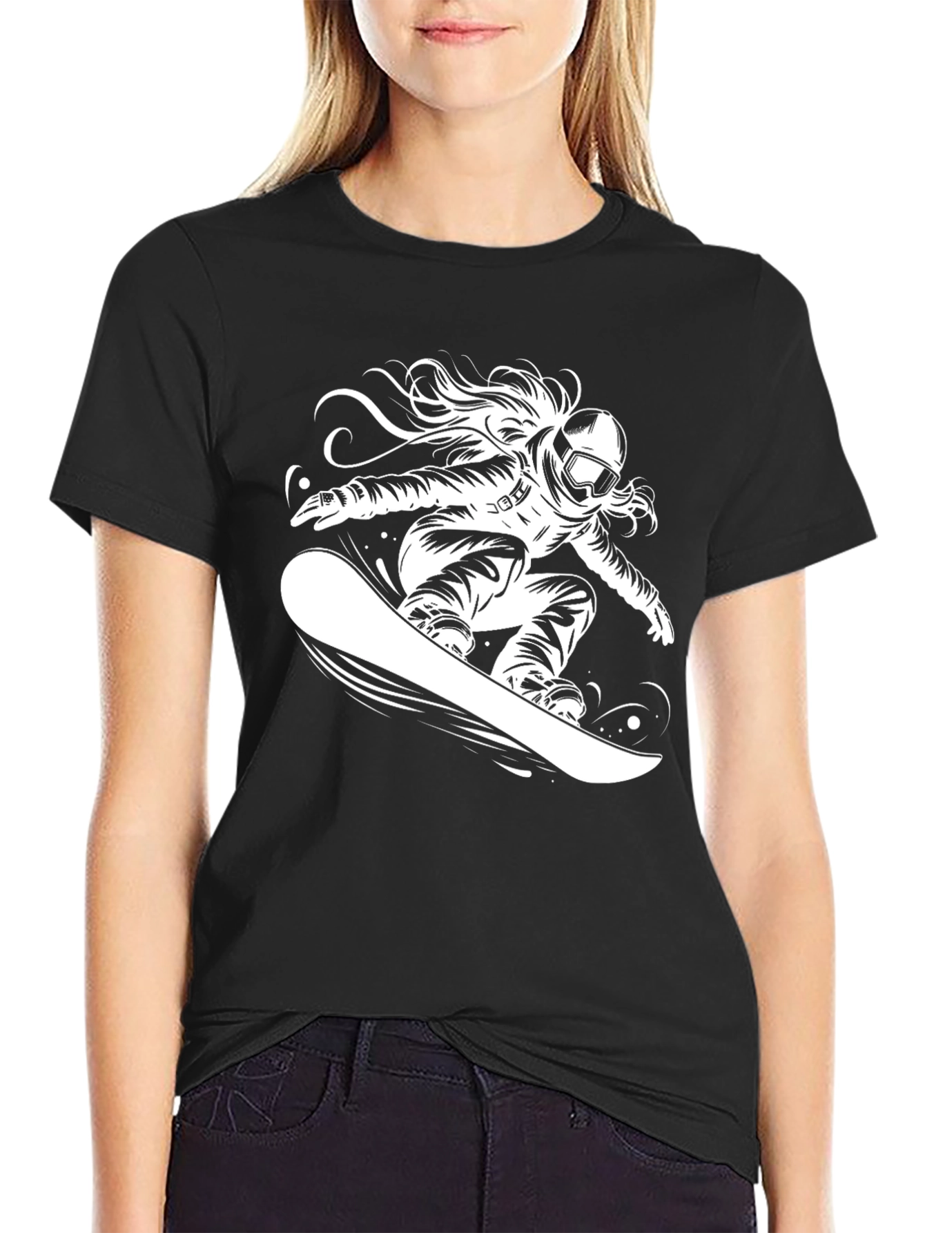 Snowboarder Graphic Tee - Black Cotton T-Shirt