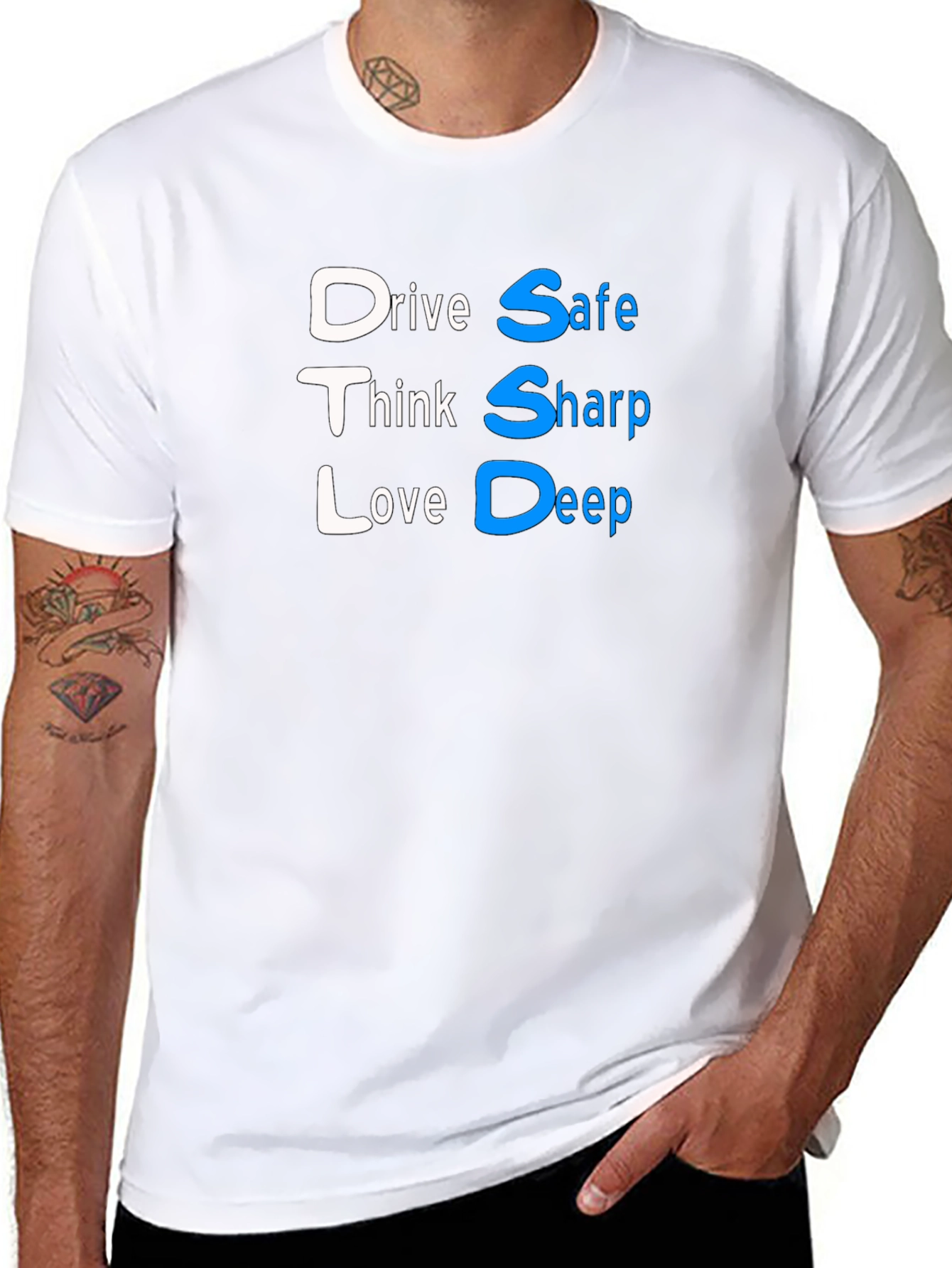 Drive Safe Think Sharp Love Deep Black T-Shirt