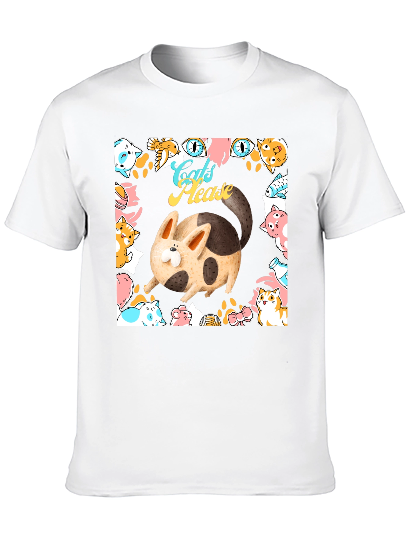 Cats Please Graphic Tee - Whimsical Black T-Shirt