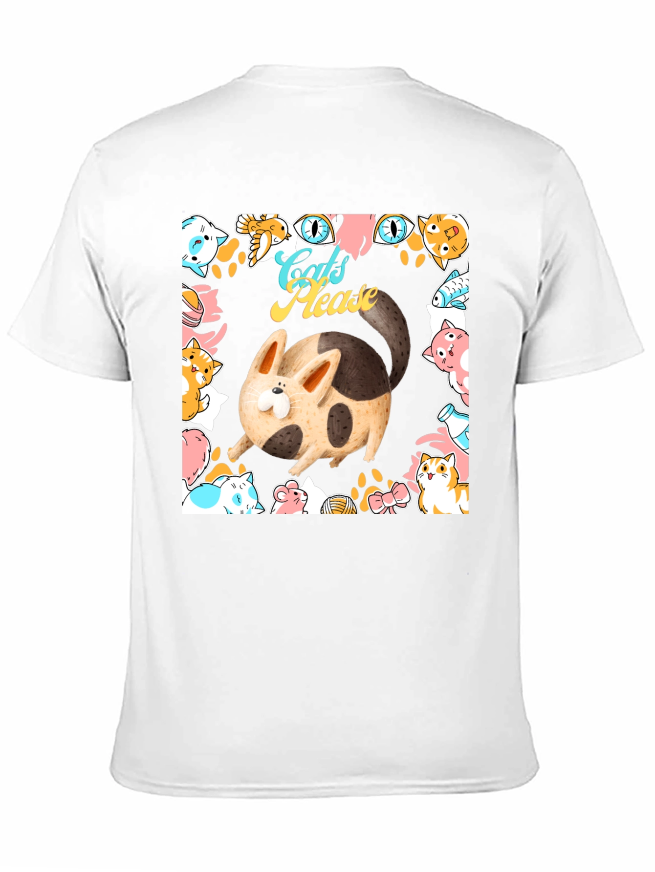 Cats Please Graphic Tee - Whimsical Black T-Shirt