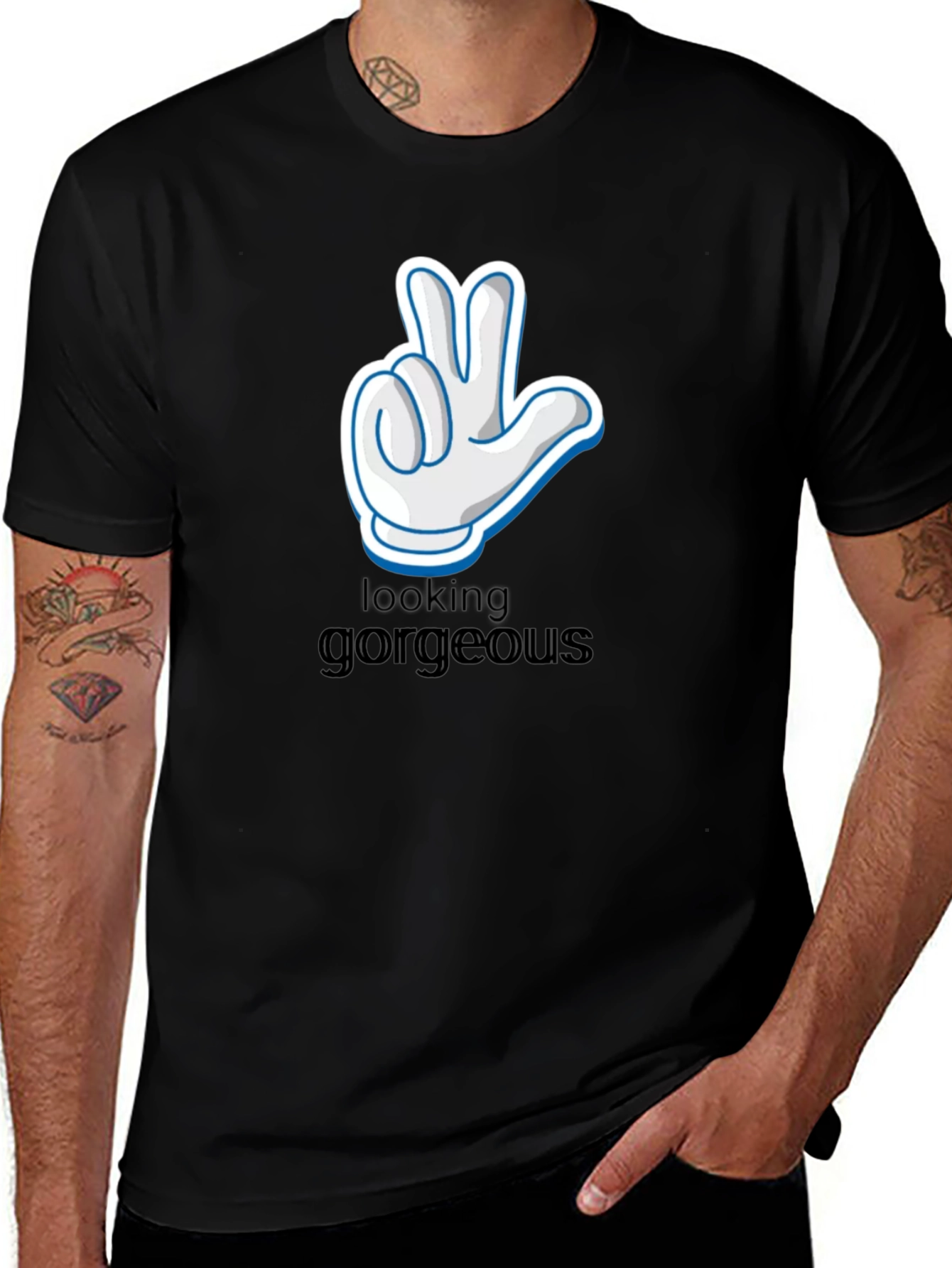 Looking Gorgeous Black Cotton T-Shirt