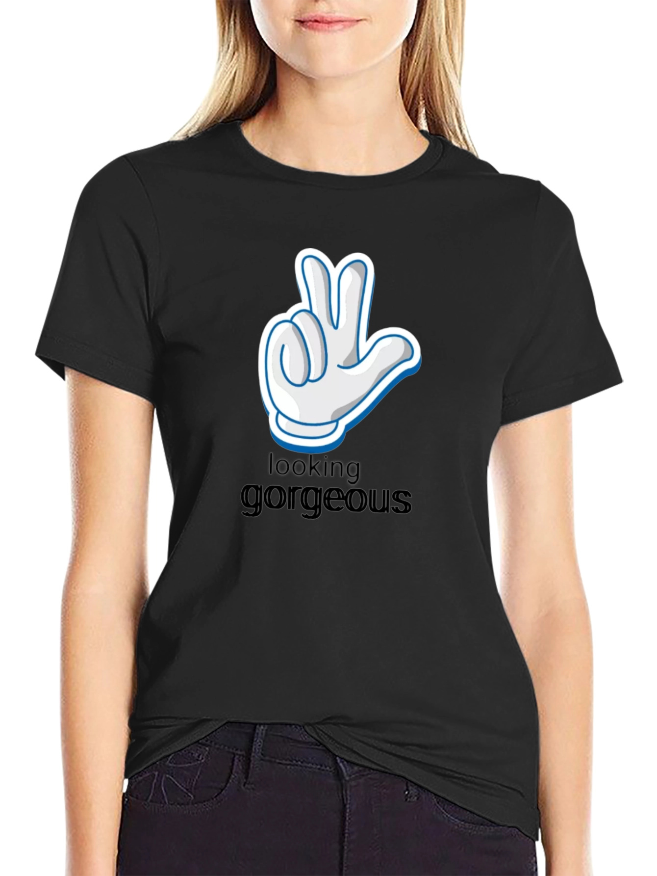 Looking Gorgeous Black Cotton T-Shirt