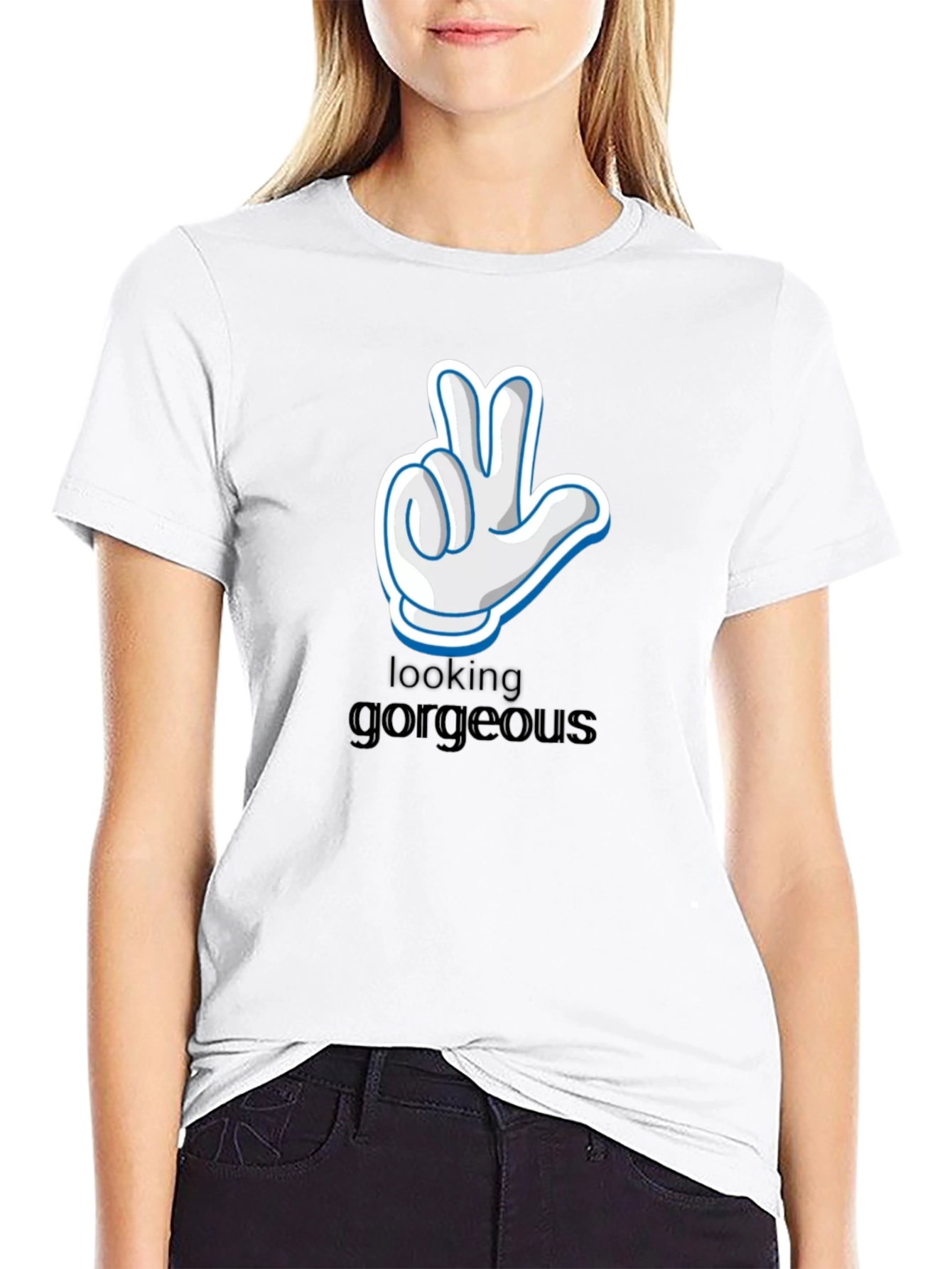 Looking Gorgeous Black Cotton T-Shirt