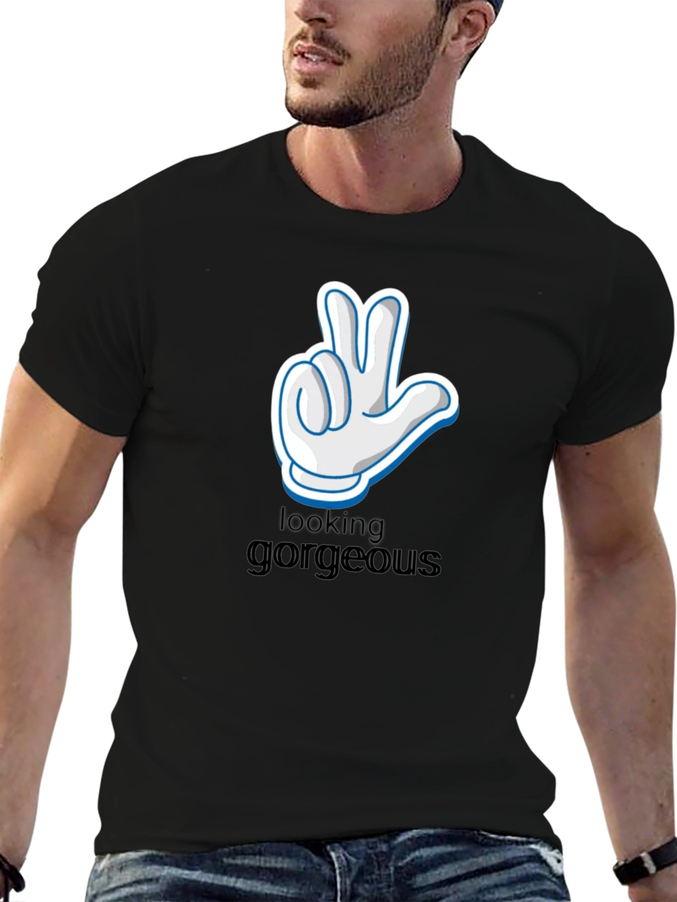 Looking Gorgeous Black Cotton T-Shirt
