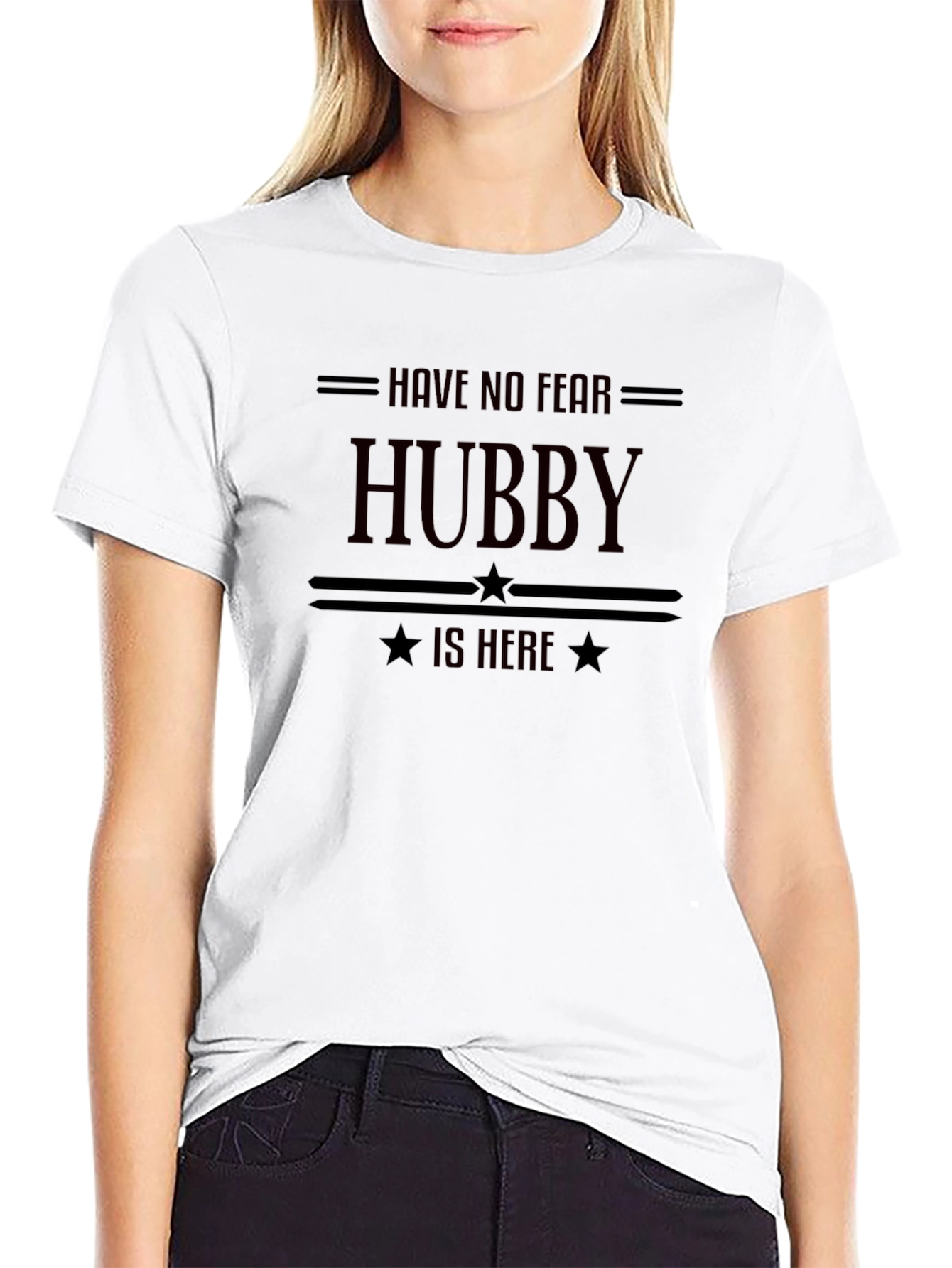 Hubby is Here Graphic Tee - Black Cotton Blend