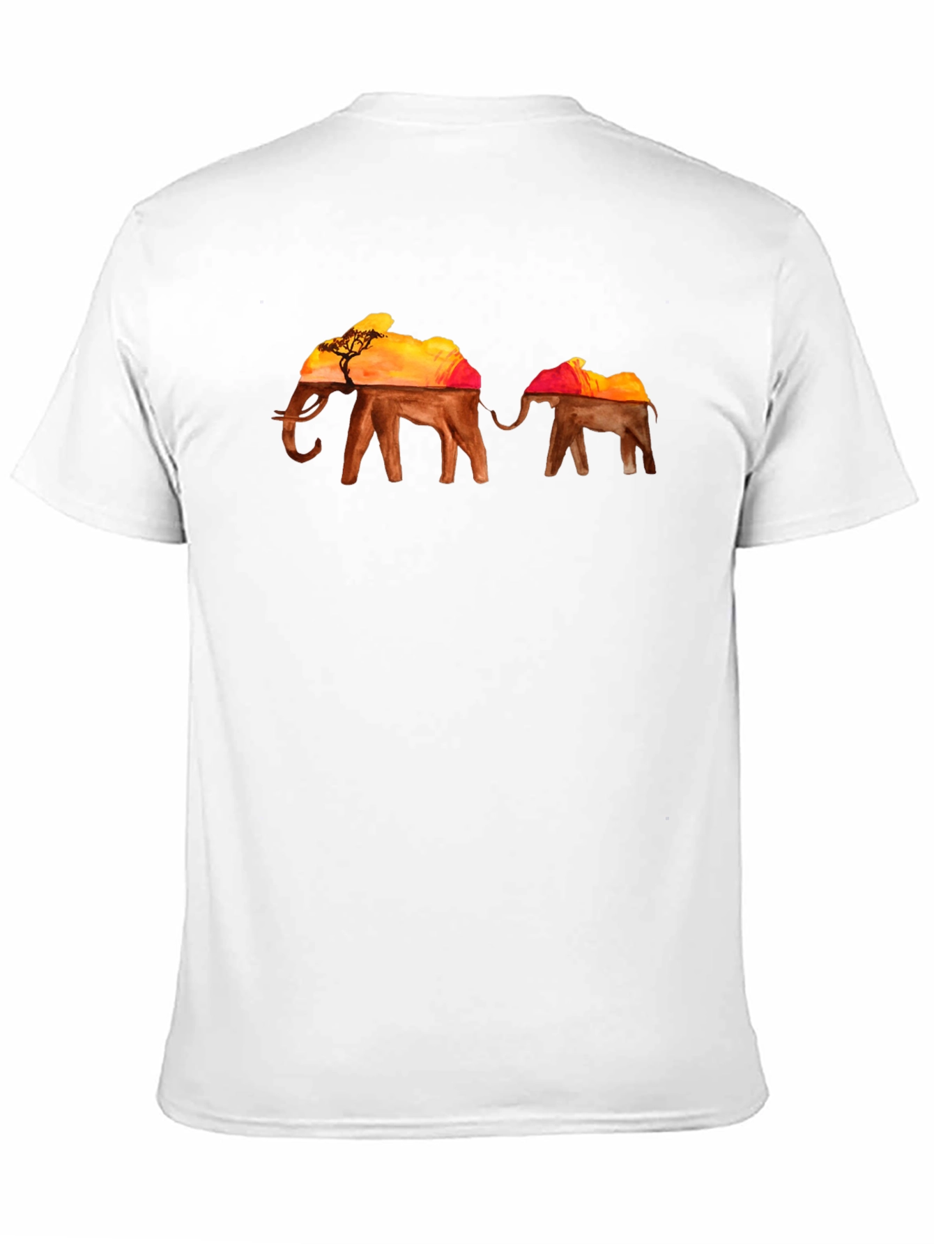 Elephant Sunset Graphic T-Shirt - Black