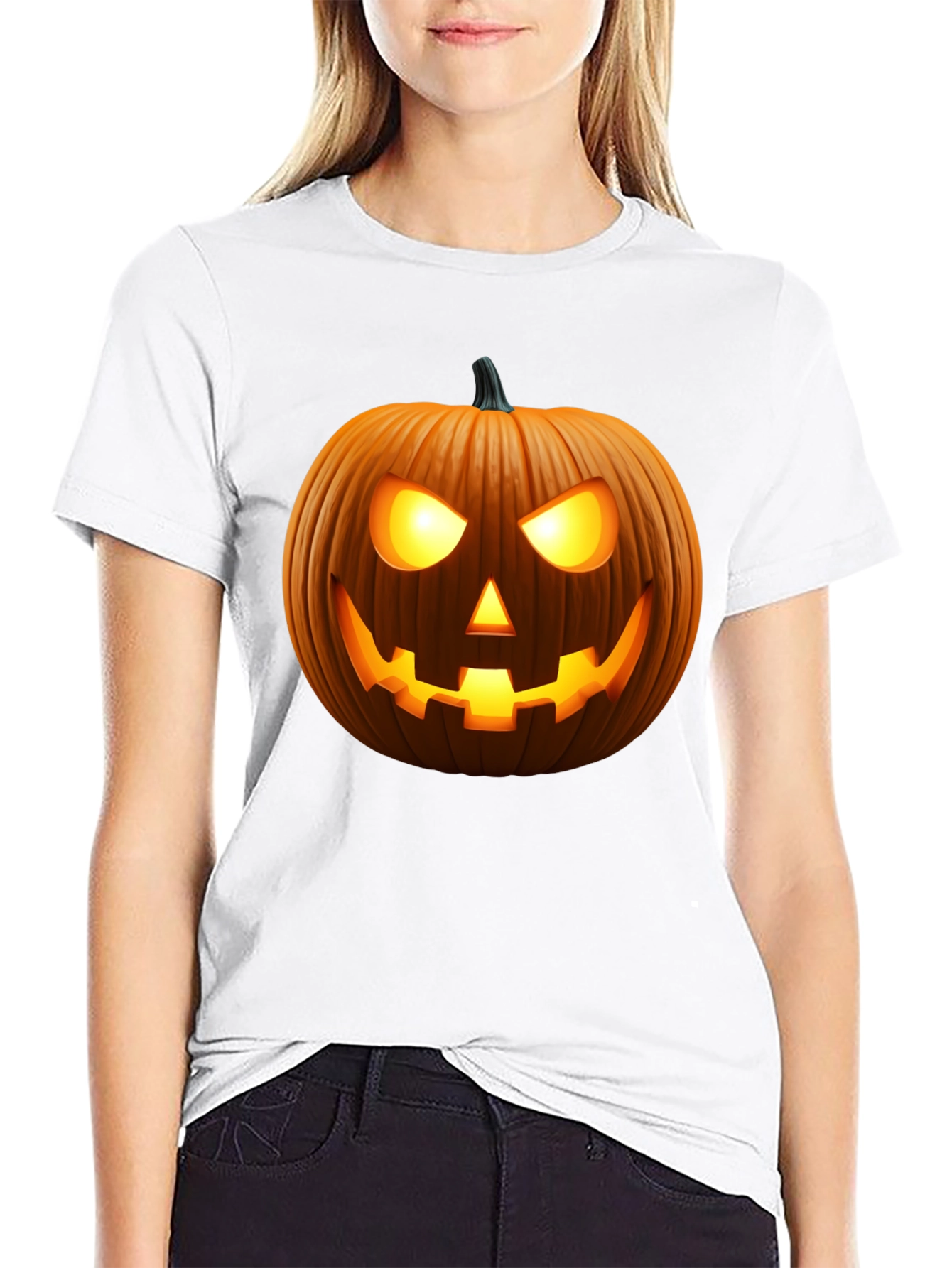 Spooky Pumpkin Halloween Black T-Shirt