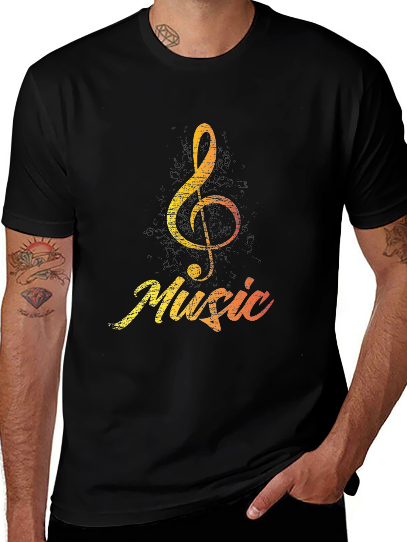 Music Treble Clef Graphic T-Shirt - Black