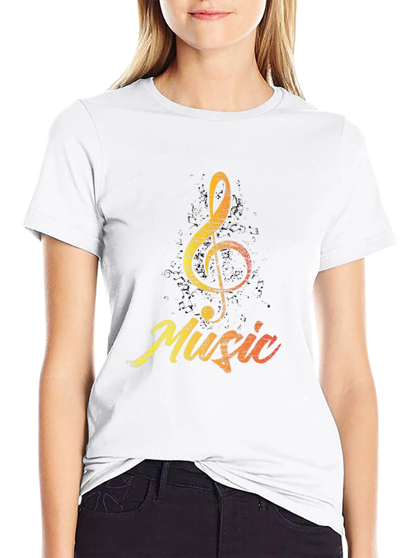 Music Treble Clef Graphic T-Shirt - Black